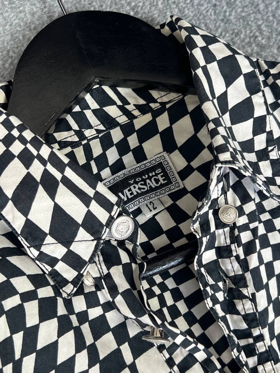 Versace Vintage Versace Y2K Checked Button Up Shirt Size M / US 6-8 / IT 42-44 - 6 Thumbnail