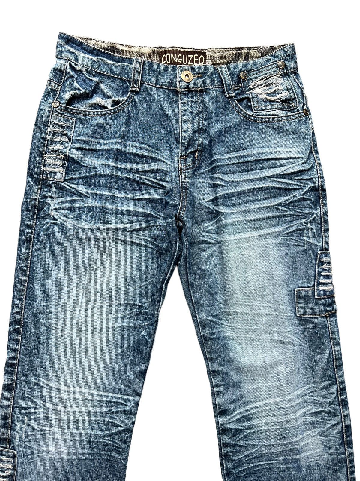 Other Conguzo Bondage Patchwork Distressed Baggy Denim Jeans 31x33 Size US 31 - 4 Thumbnail