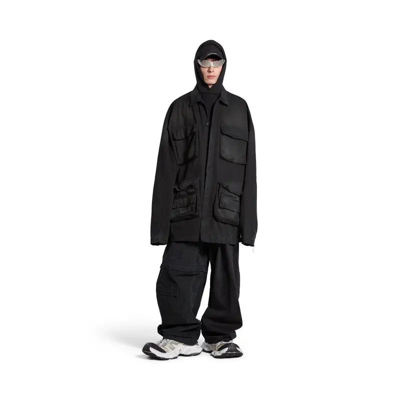 Balenciaga o1srvl11e0426 BB Corp Cargo Shirt Large Fit In Black Size US XS / EU 42 / 0 - 2 Thumbnail