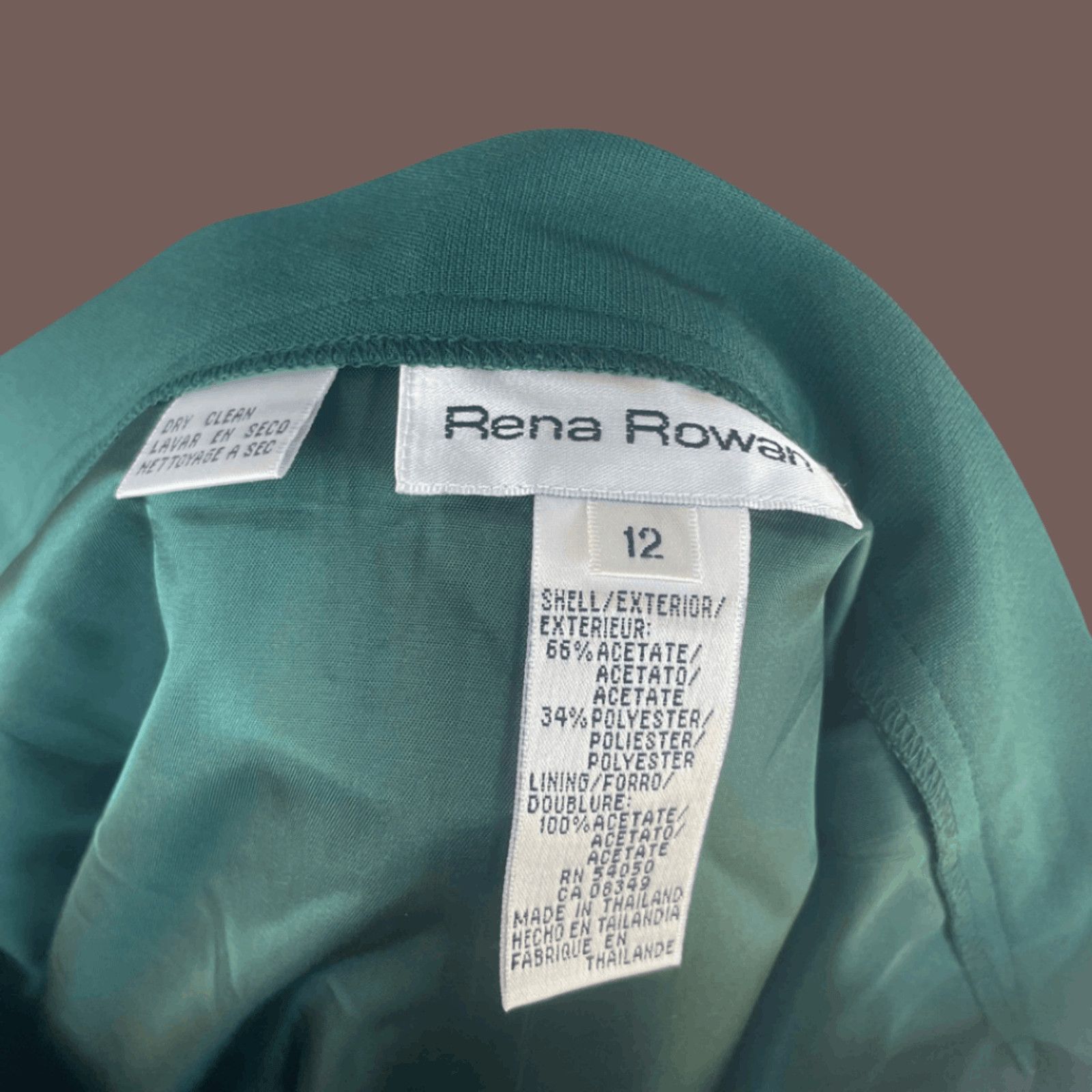 Vintage VTG Green Pencil Skirt | Rena Rowan 1990s Tailored Vintage Size 34" / US 12 / IT 48 - 4 Thumbnail