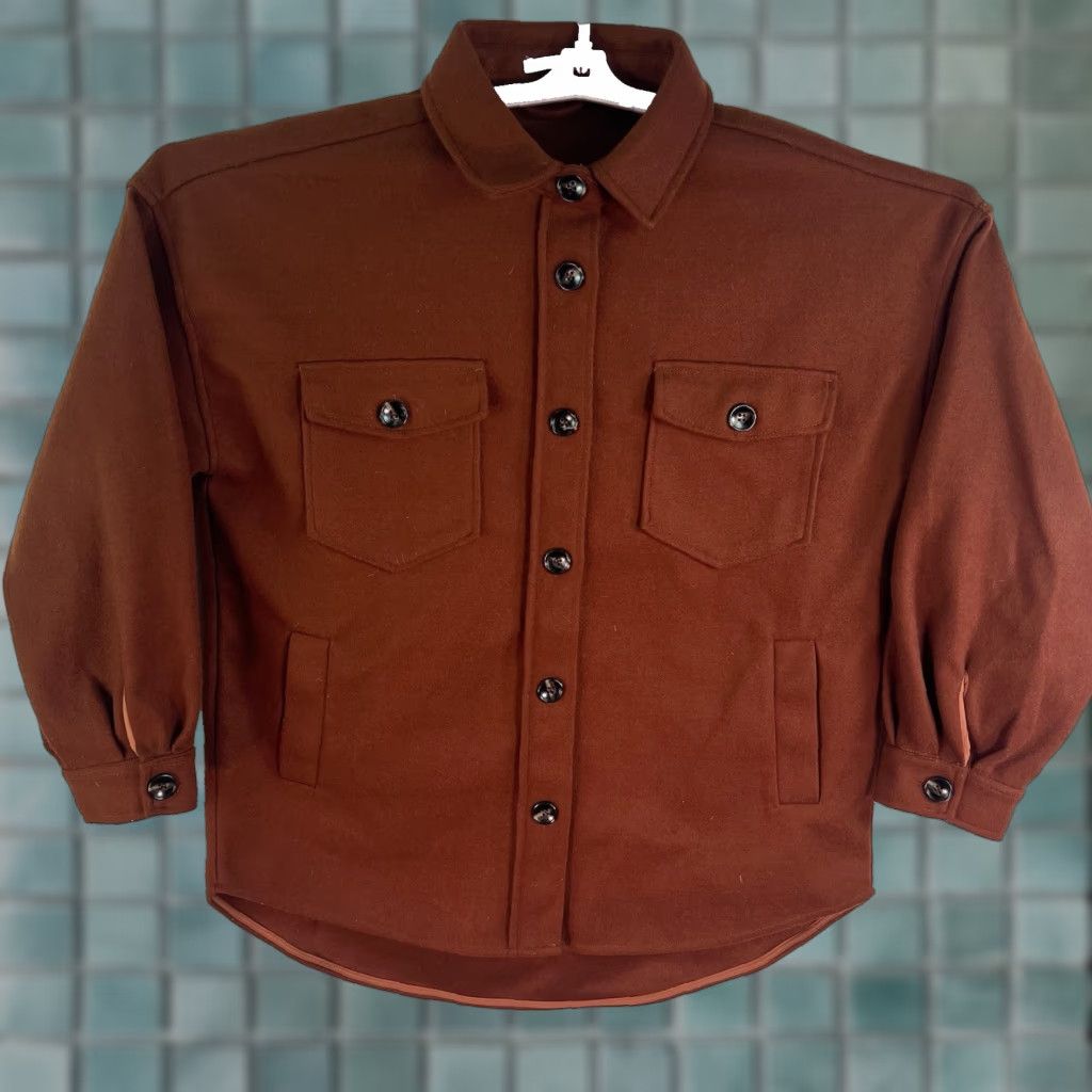 Rusty STACCATO Button-Up Shacket Jacket Womens Size L Rust Brown Polyester Flannel Pockets Casual Fall Size L / US 10 / IT 46 - 1 Thumbnail