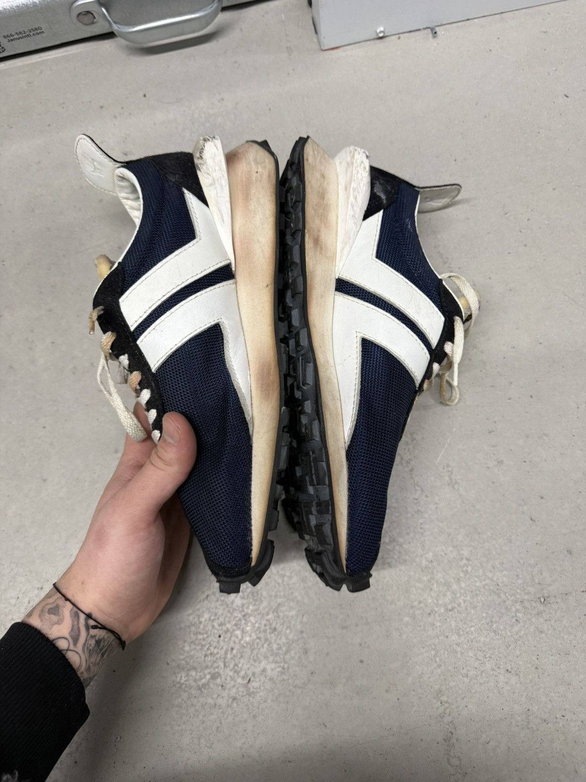 Lanvin Lanvin distressed Bumpr Sneaker 'Navy Blue' size 43 Size US 10 / EU 43 - 6 Thumbnail