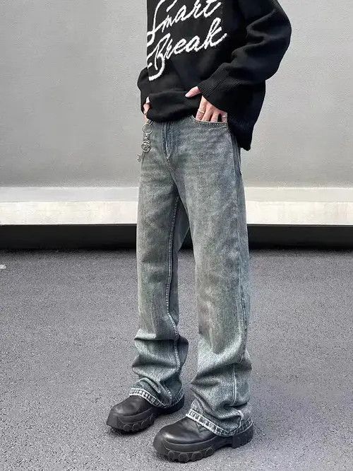 Jean Retro high street washed distressed micro-flared jeans Size US 32 / EU 48 - 2 Thumbnail