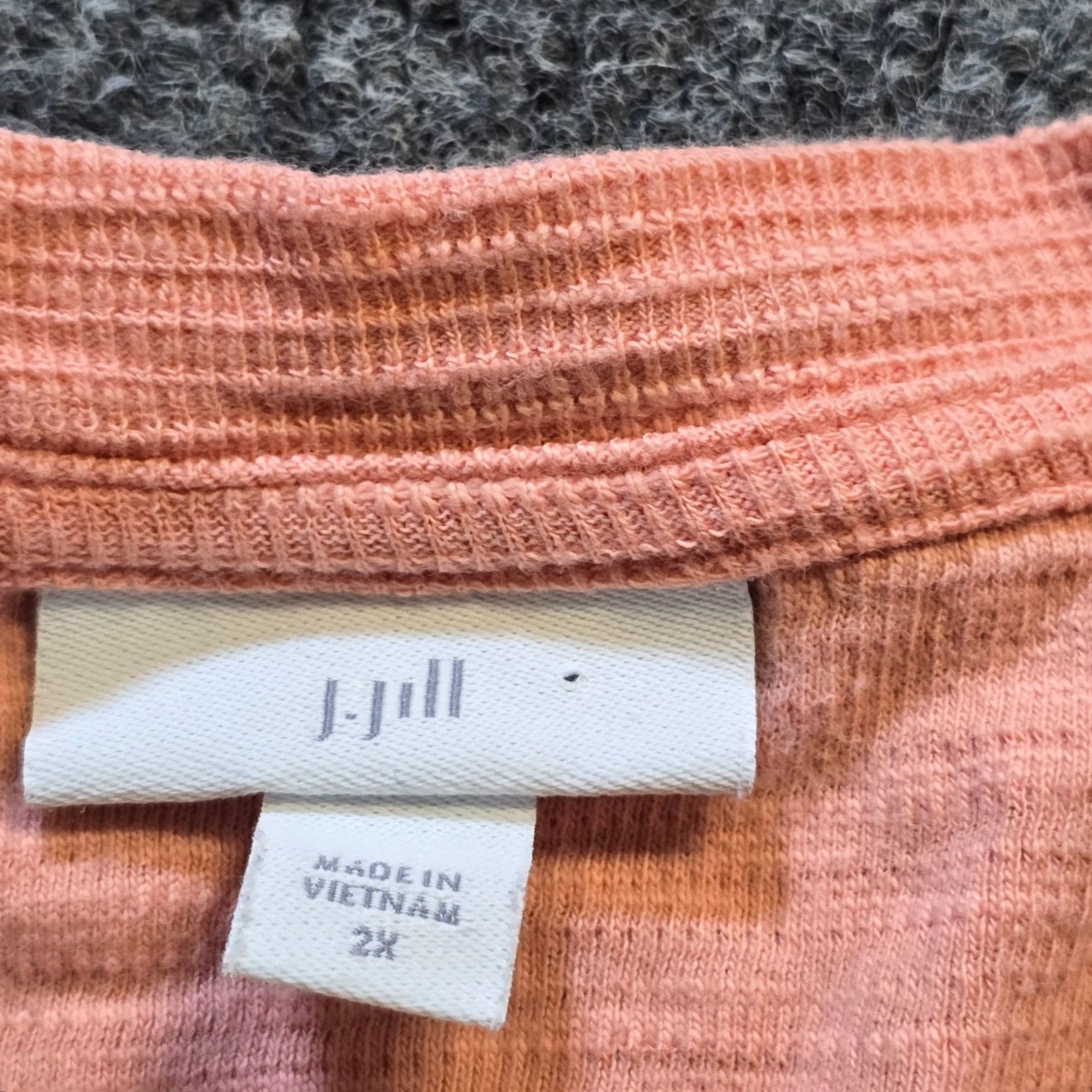 J. Jill J Jill Top Women Size 2X Orange Thermal Henley 3/4 Sleeve Stretch Casual Capsule Size XXL / US 16-18 / IT 52-54 - 4 Thumbnail