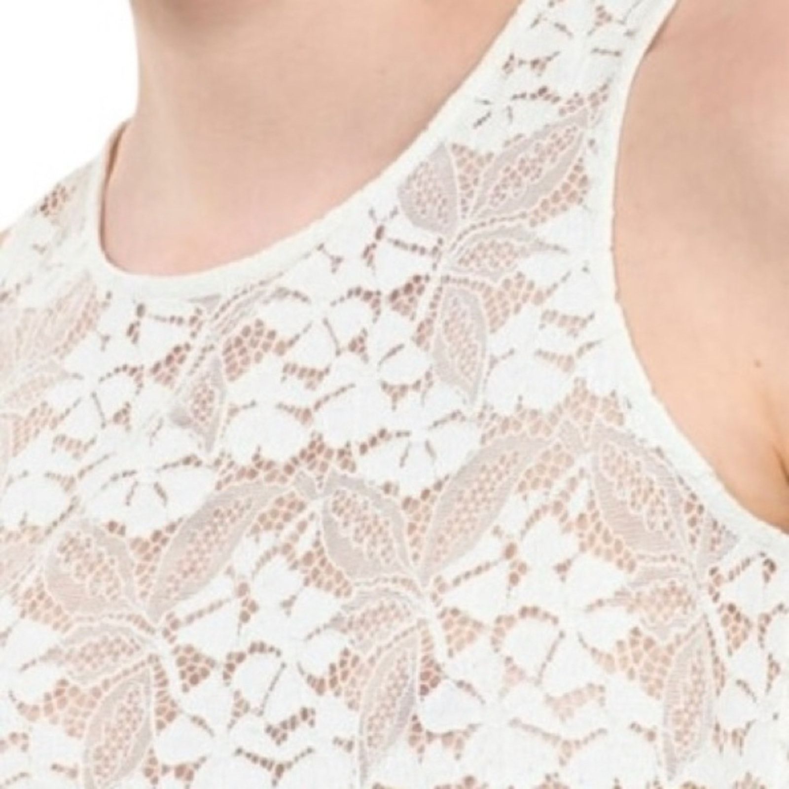 The Kooples The Kooples Stretch Lace Fitted Tank OffWhite Round Sz 1 NWT Size S / US 4 / IT 40 - 14 Thumbnail