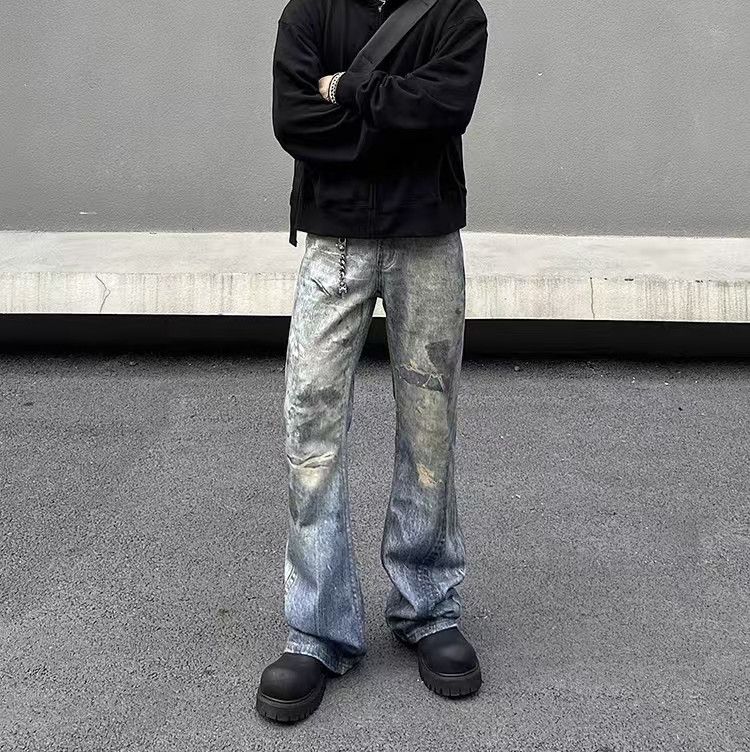 Japanese Brand × Vintage Street Vintage 3D Print Dirty Dye Micro Flare Jeans Size 32 Size US 30 / EU 46 - 1 Thumbnail