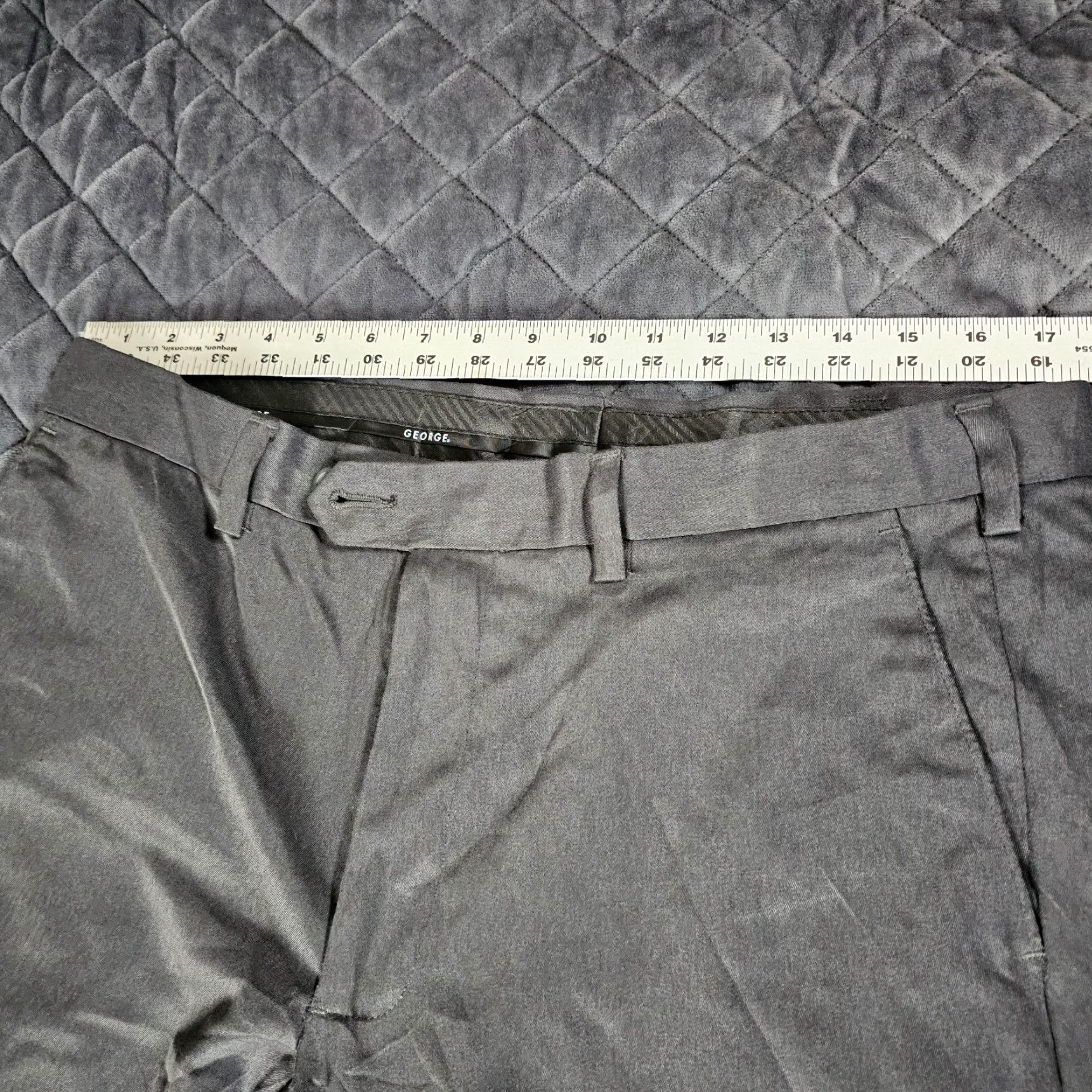 George George Pants Mens 36x32 Dress Pants Flat Front Business Career Gray Size US 36 / EU 52 - 3 Thumbnail