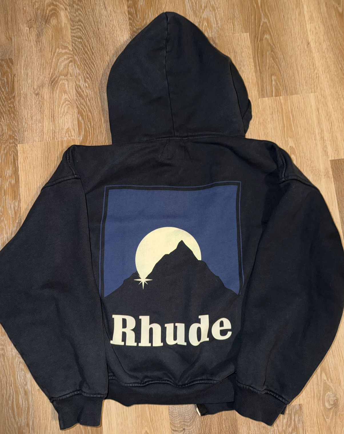 Rhude Moonlight Navy Blue Logo Zip-Up Hoodie Large