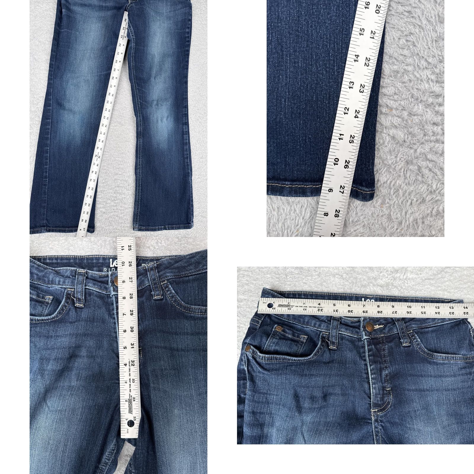 Lee Lee Riders Jeans Womens 6P Blue Dark Wash Midrise Bootcut Stretch Denim Petite Size 28" / US 6 / IT 42 - 8 Thumbnail