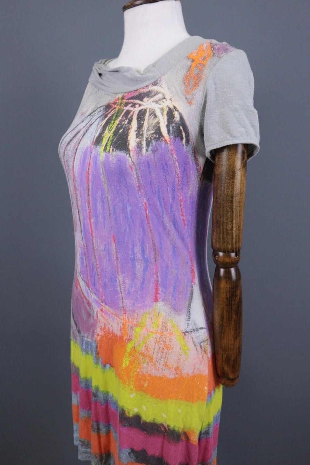Designer Aventures des Toiles Multicolor Abstract A-Line Dress 36 Size M / US 6-8 / IT 42-44 - 5 Thumbnail