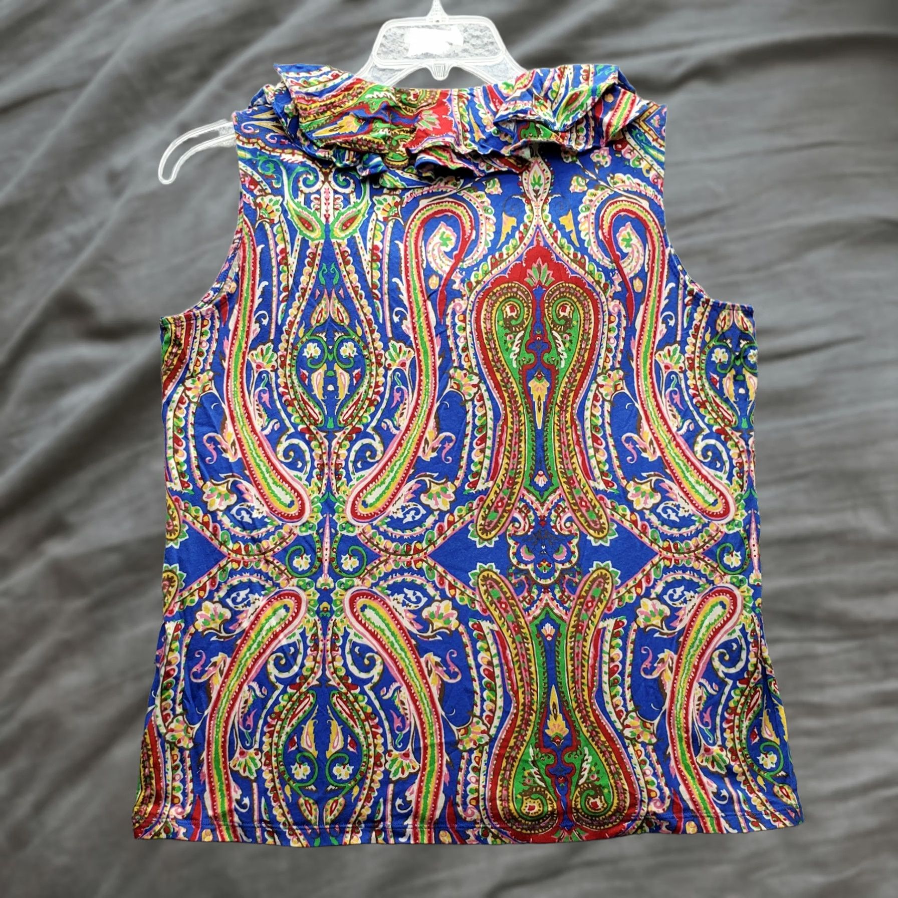 Ralph Lauren Lauren Ralph Lauren Blouse Top Womens 1X Multi Paisley Ruffle V-Neck Pullover Size XL / US 12-14 / IT 48-50 - 1 Thumbnail