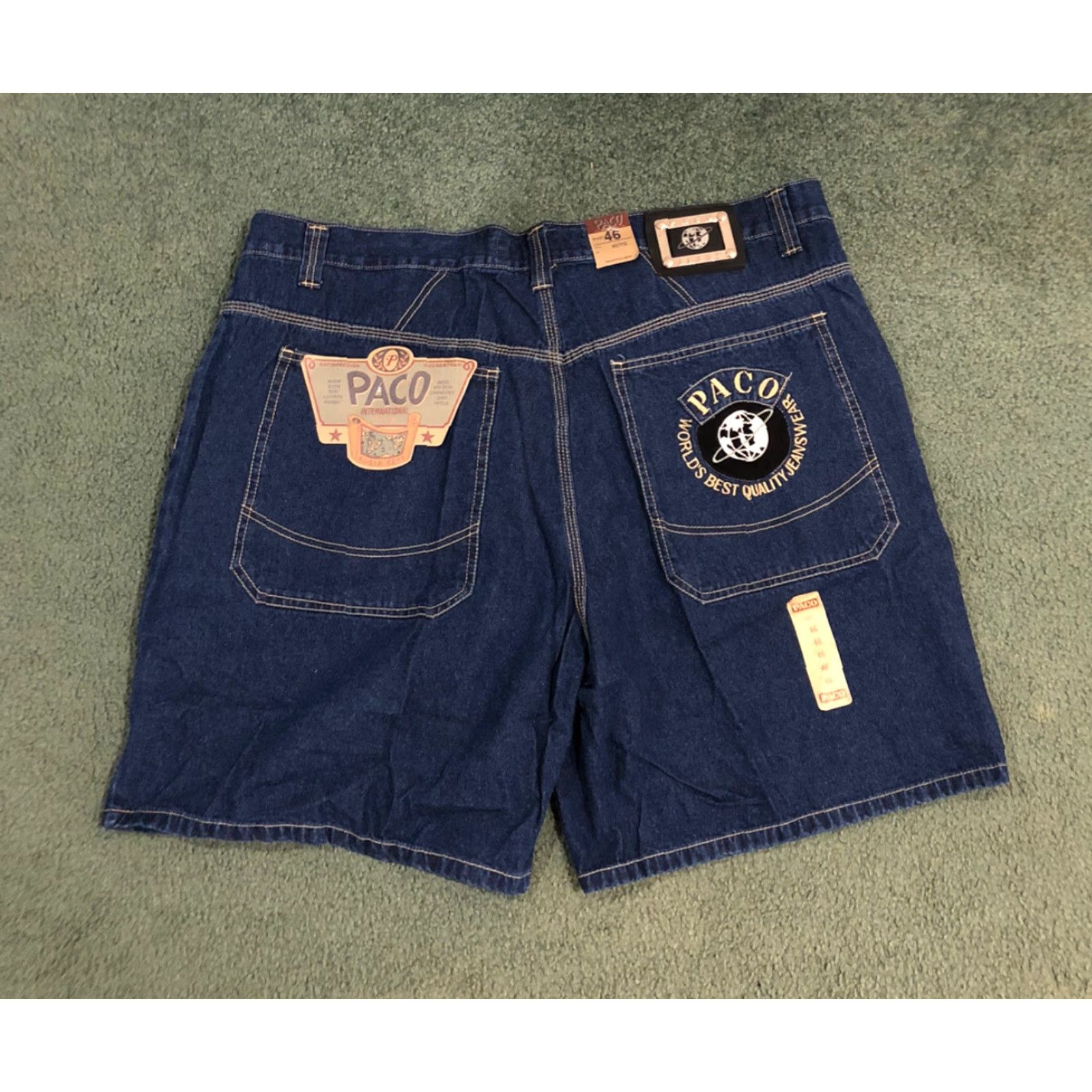 Vintage VINTAGE Paco Jeans Dark Blue Denim Baggy Jean Shorts 90s Hip Hop Street Wear Size 44 Men Size US 44 / EU 60 - 2 Thumbnail