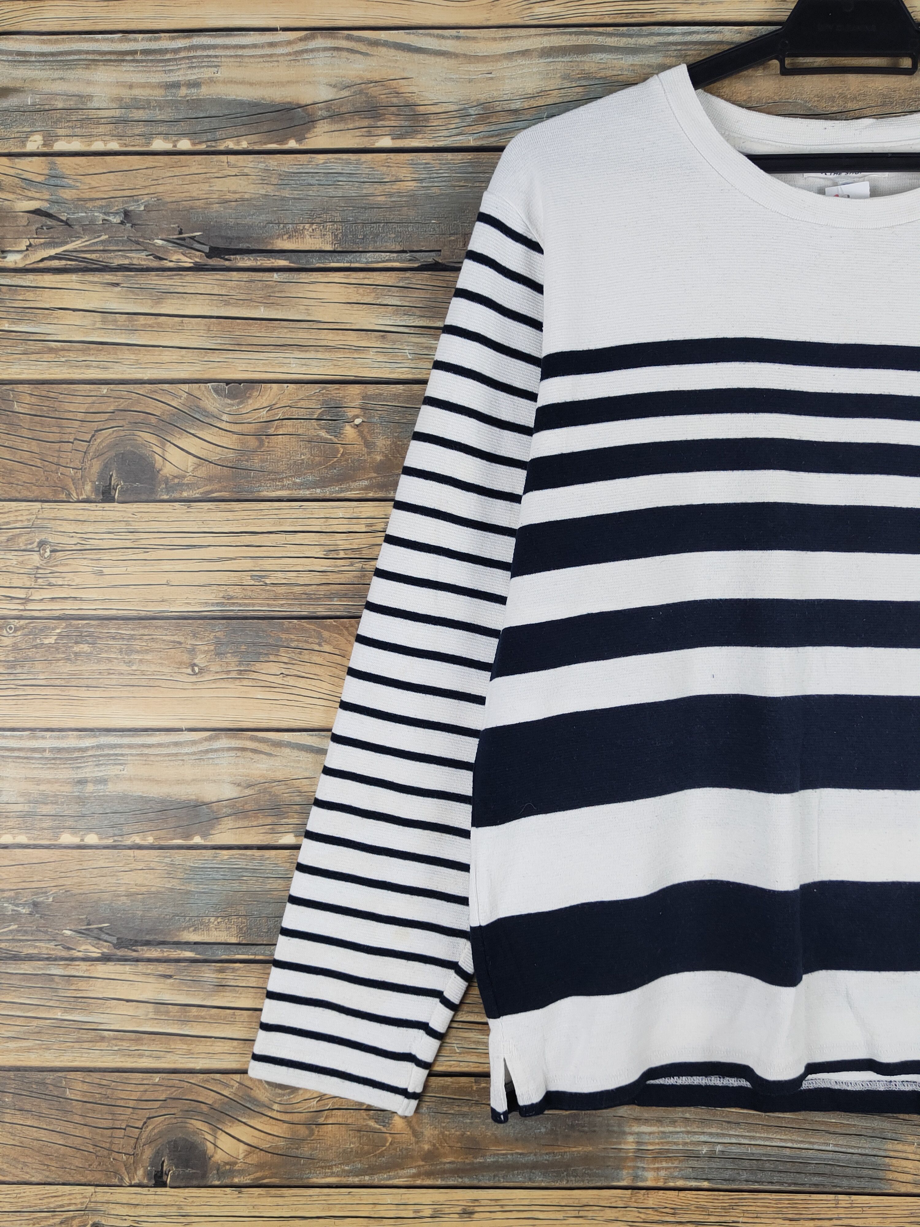 Japanese Brand The Shop TK White Navy stripe Long Sleeve T-shirts #W1336 Size US M / EU 48-50 / 2 - 3 Thumbnail