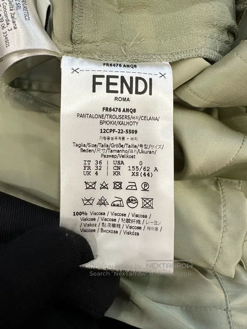 Fendi Fendi Double F Army Green Women's Trousers Size 24" / US 00 / IT 34 - 8 Thumbnail