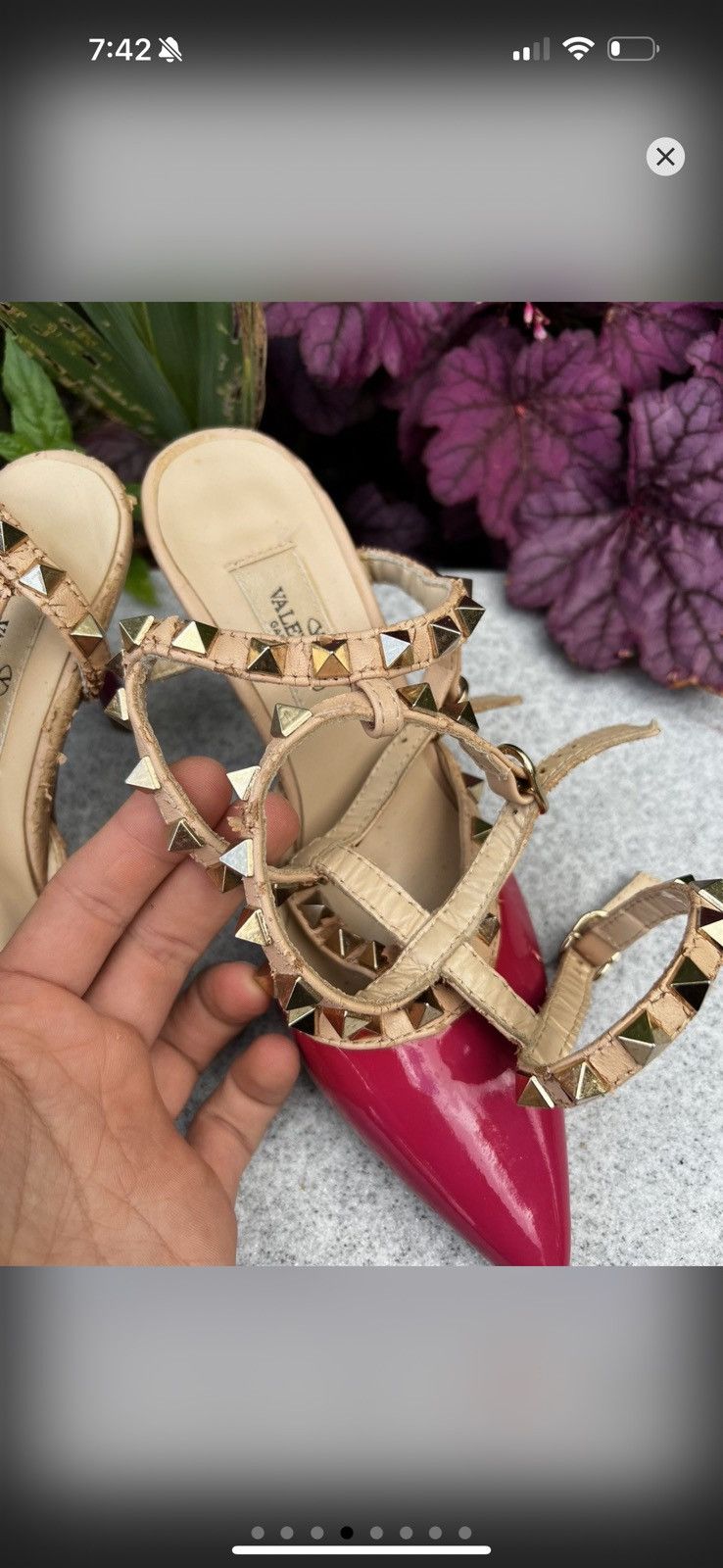 Valentino Valentino Fuchsia and Gold Studded Heels Size US 5 / IT 35 - 4 Thumbnail