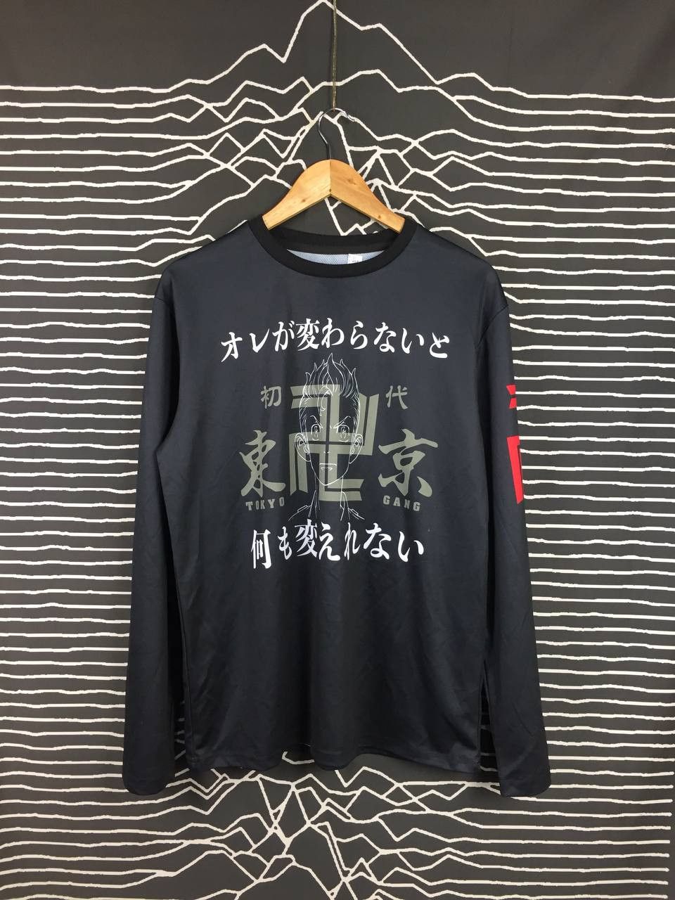 image of Anima x Vintage Tokyo Manji Gang Tokyo Revengers Anime Manga Longsleeve Tee in Black (Size Large)