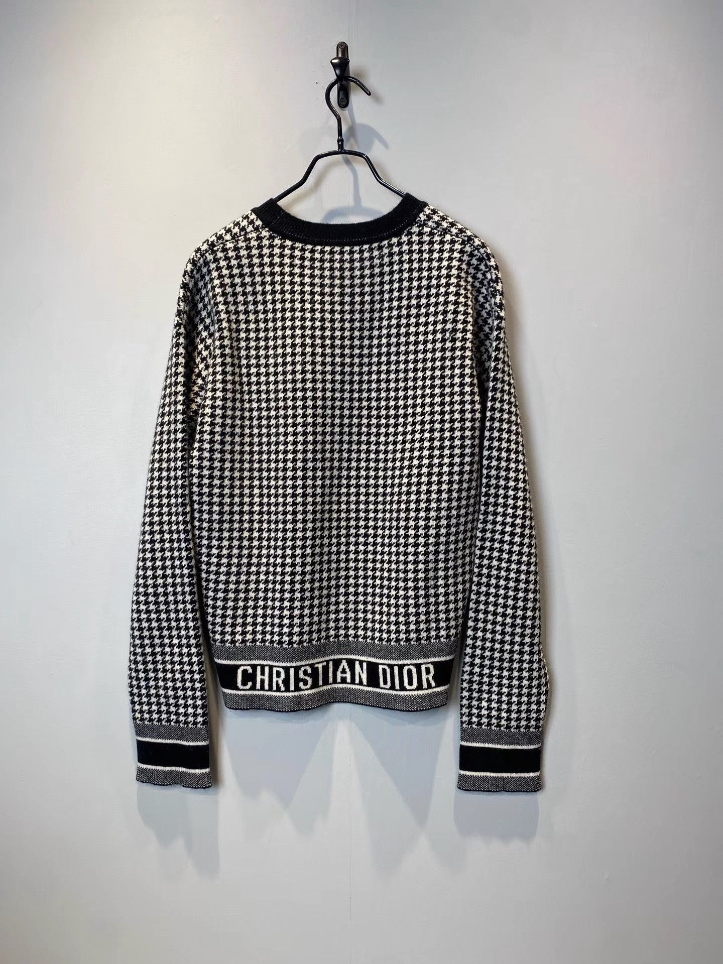 Dior Dior Black and White Houndstooth Logo Cashmere Sweater K36 Size XS / US 0-2 / IT 36-38 - 2 Thumbnail