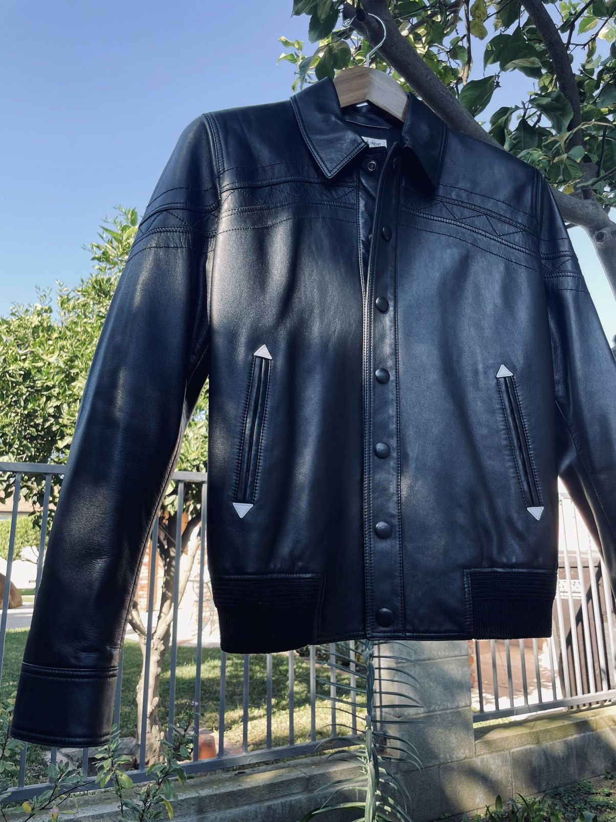 Saint Laurent Paris Saint Laurent Paris Western Lamb Leather Bomber Jacket Black Size US S / EU 44-46 / 1 - 2 Thumbnail