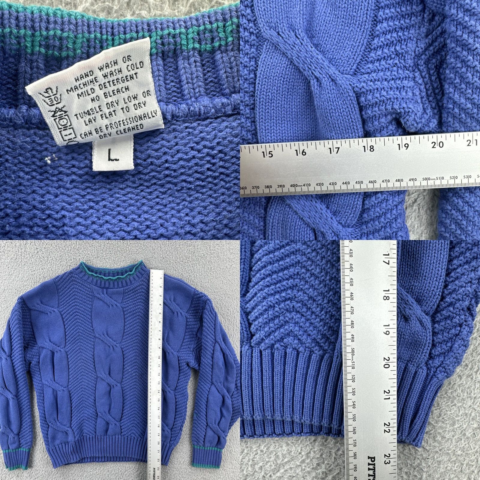 Vintage VINTAGE Sportswear Sweater Women Large Blue 90s Chunky-Knit Crew Neck Cotton Pullover Shirt Womens Size L / US 10 / IT 46 - 8 Thumbnail