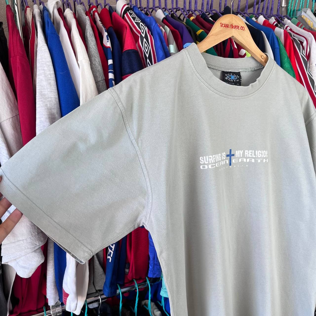 Sun Surf × Vintage Vintage 90s Ocean Earth `Surfing is my religion` T Shirt Size US L / EU 52-54 / 3 - 4 Thumbnail