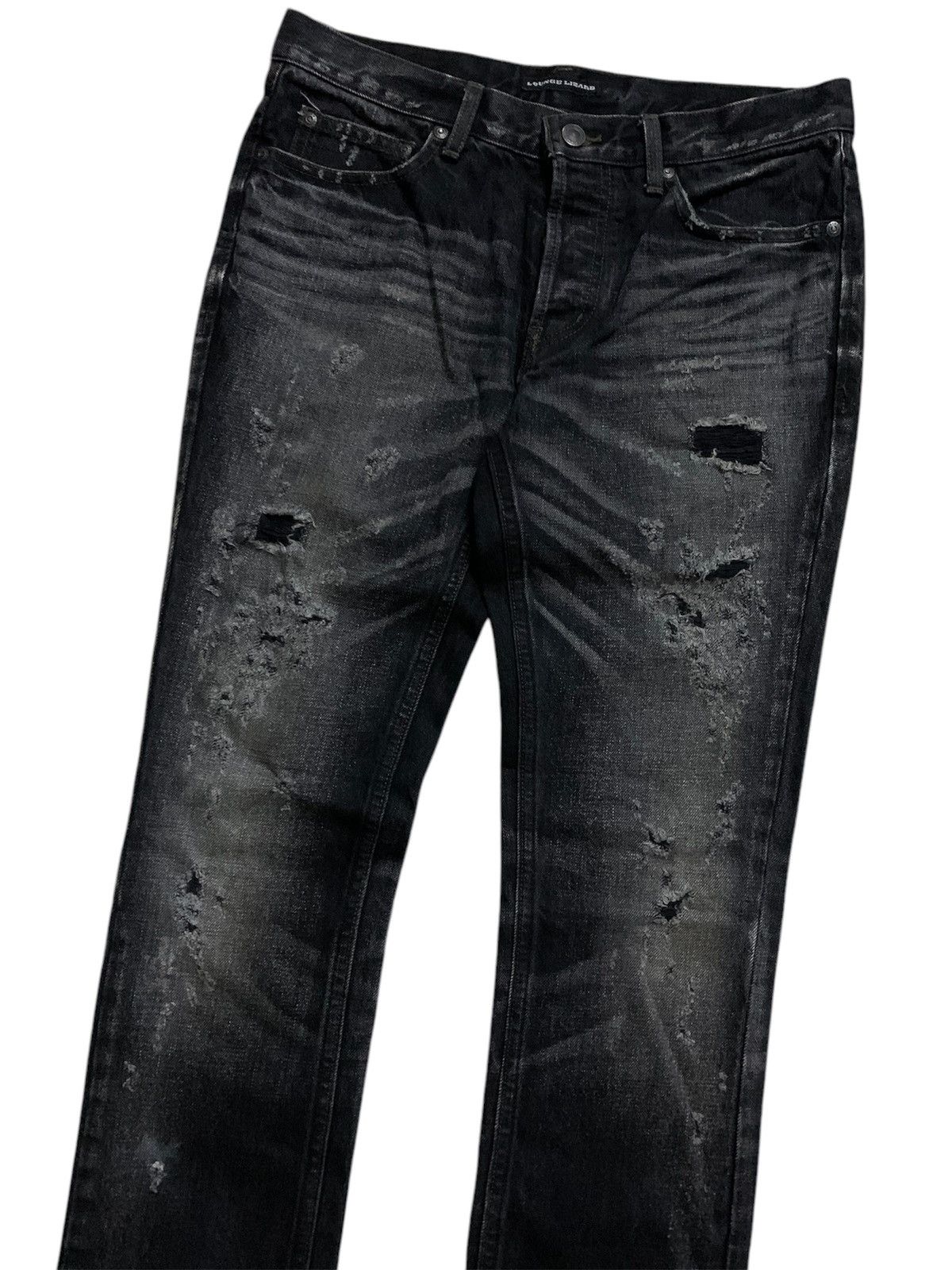 Lounge Lizard 💥Avavt-Garde Lounge Lizard Ripped Black Denim Size US 30 / EU 46 - 2 Thumbnail