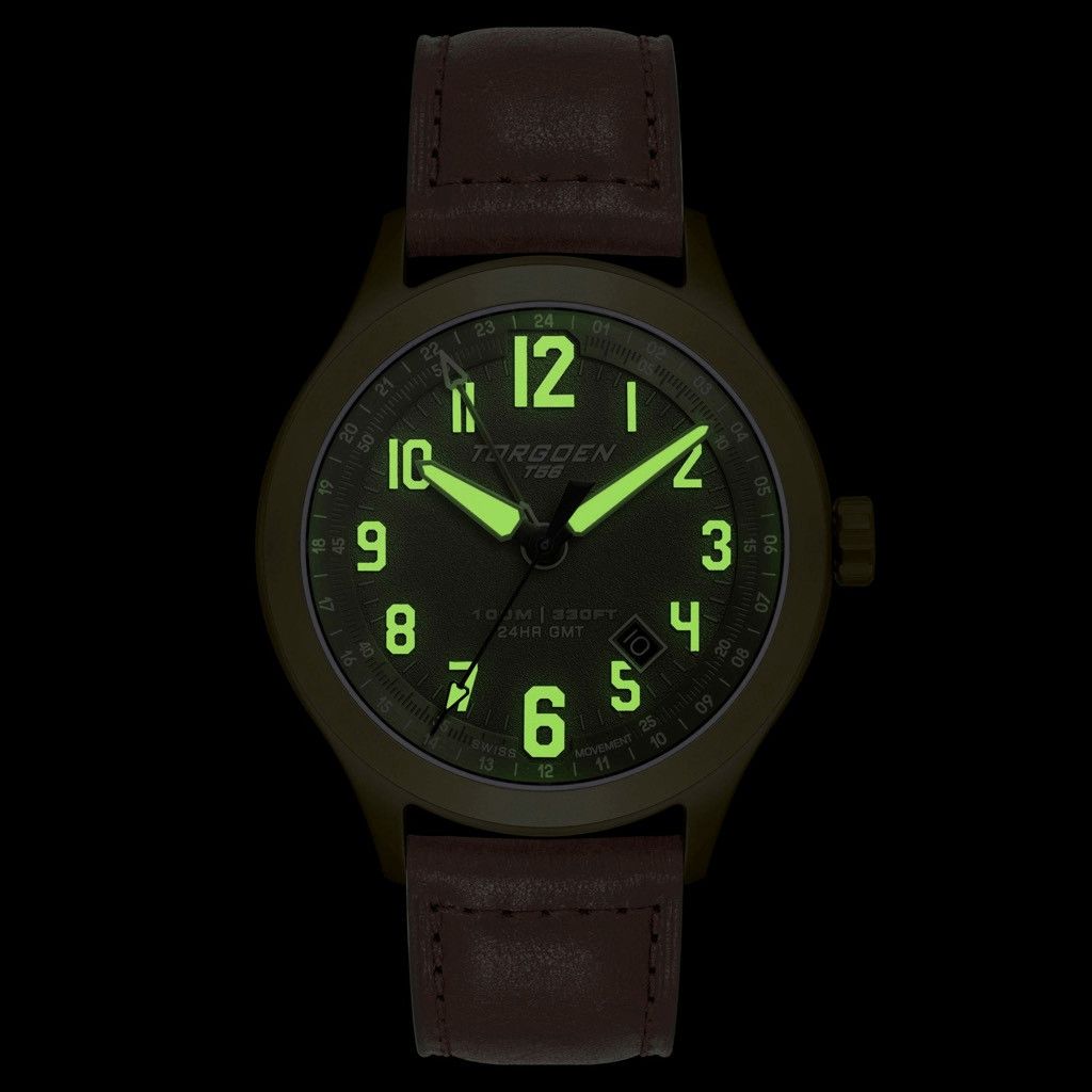 Other New Torgoen TN-1303 T56 44mm Green Sapphire GMT Leather Str Size ONE SIZE - 3 Thumbnail