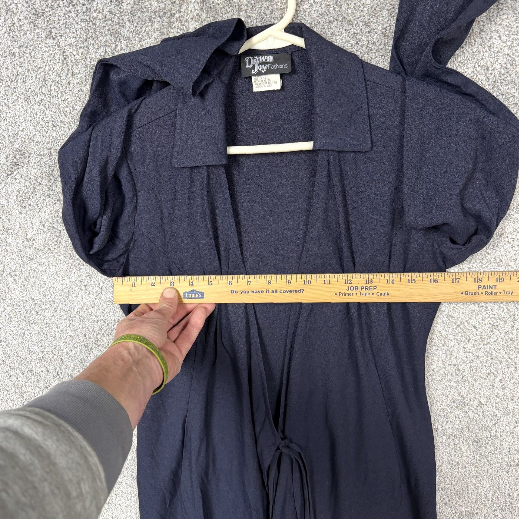 Vintage VINTAGE Dawn Joy Fashions Cardigan Sweater 5/6 Blue Open Front Belted Collared Knit Office Womens Juniors Long Sleeve USA Made Size S / US 4 / IT 40 - 4 Thumbnail
