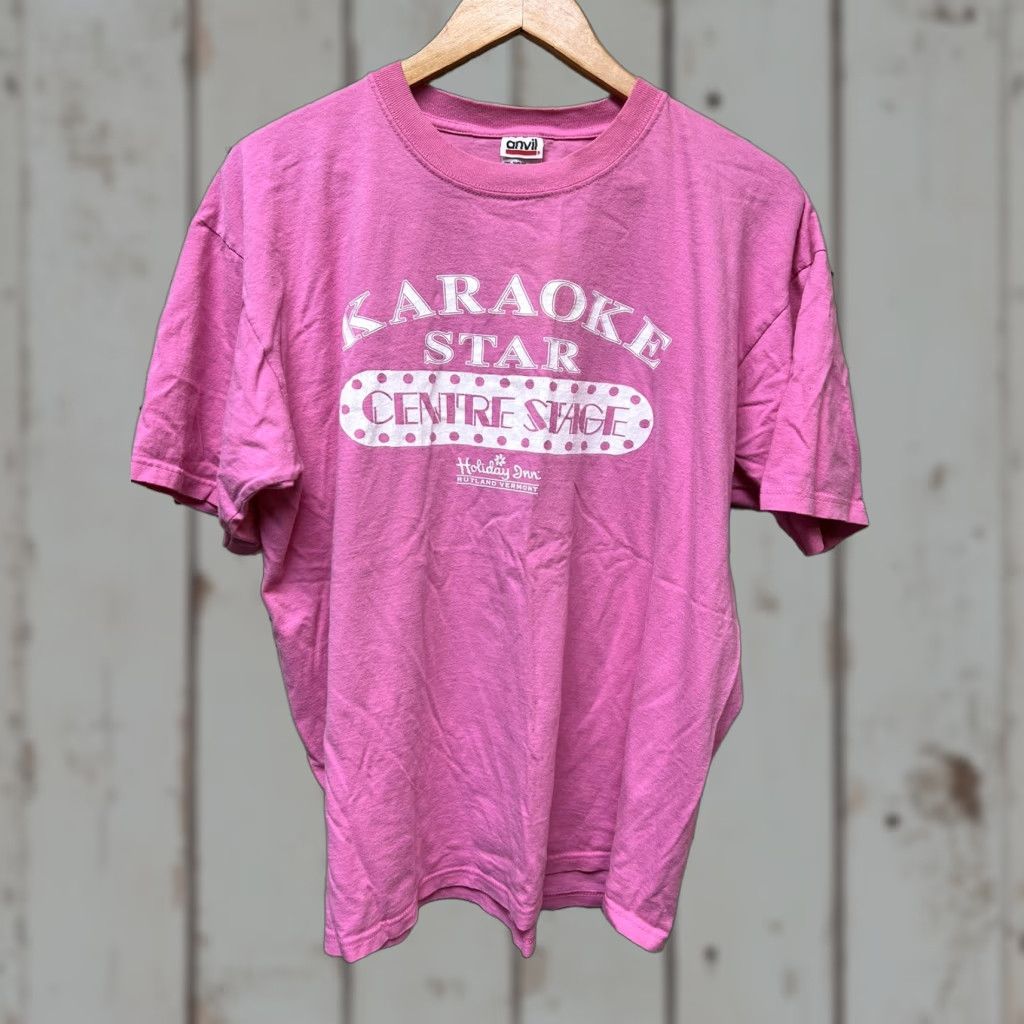 Pinko VINTAGE Holiday Inn Rutland VT Karaoke T-Shirt Short Sleeve Shirt Womens XL Pink Modern Classic Crew Neck Size XL / US 12-14 / IT 48-50 - 1 Thumbnail