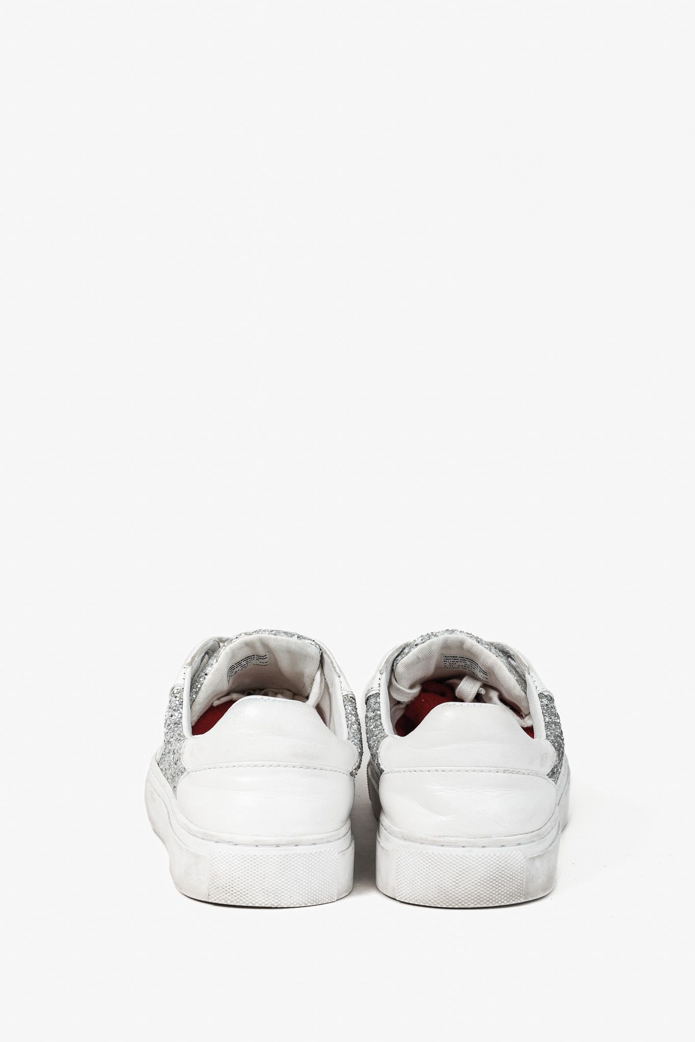 Tory Burch Tory Burch Milo Lace-Up Leather Silver-Glitter Sneakers Size US 7.5 / IT 37.5 - 11 Thumbnail