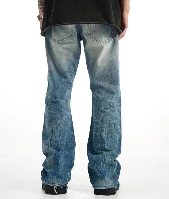 Japanese Brand Kubo Gradient washed men's retro flared ripped jeans Size US 32 / EU 48 - 8 Thumbnail