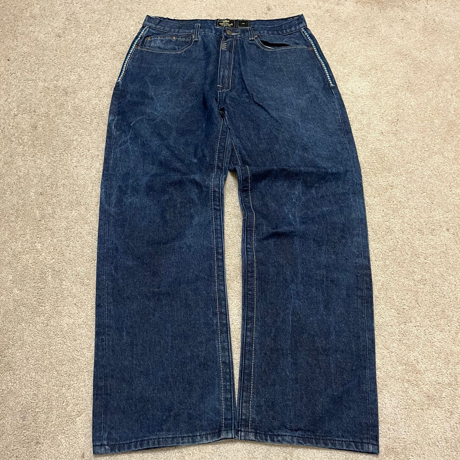 Akademiks Akademiks Y2K Baggy Skater Embroidered Dark Jeans 34Wx31.5L Size US 36 / EU 52 - 2 Thumbnail