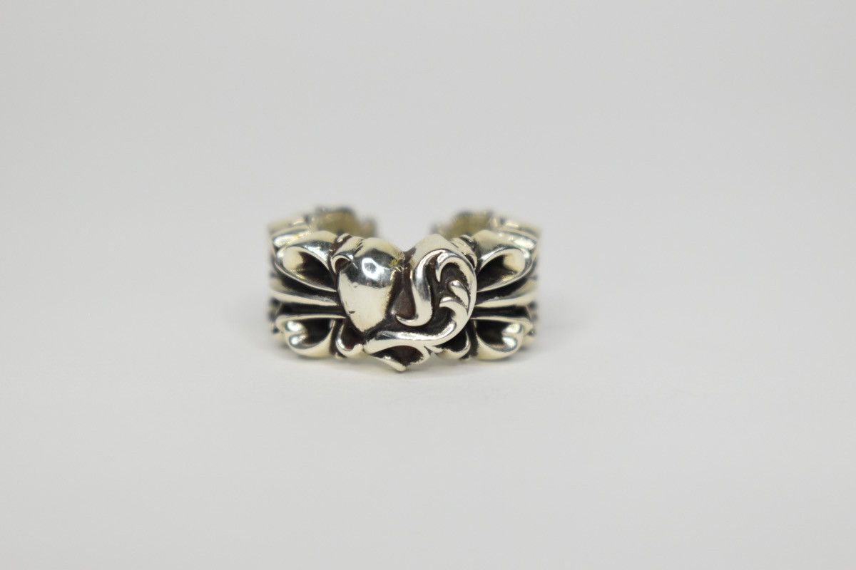 Chrome Hearts Double floral cross heart ring chrome hearts