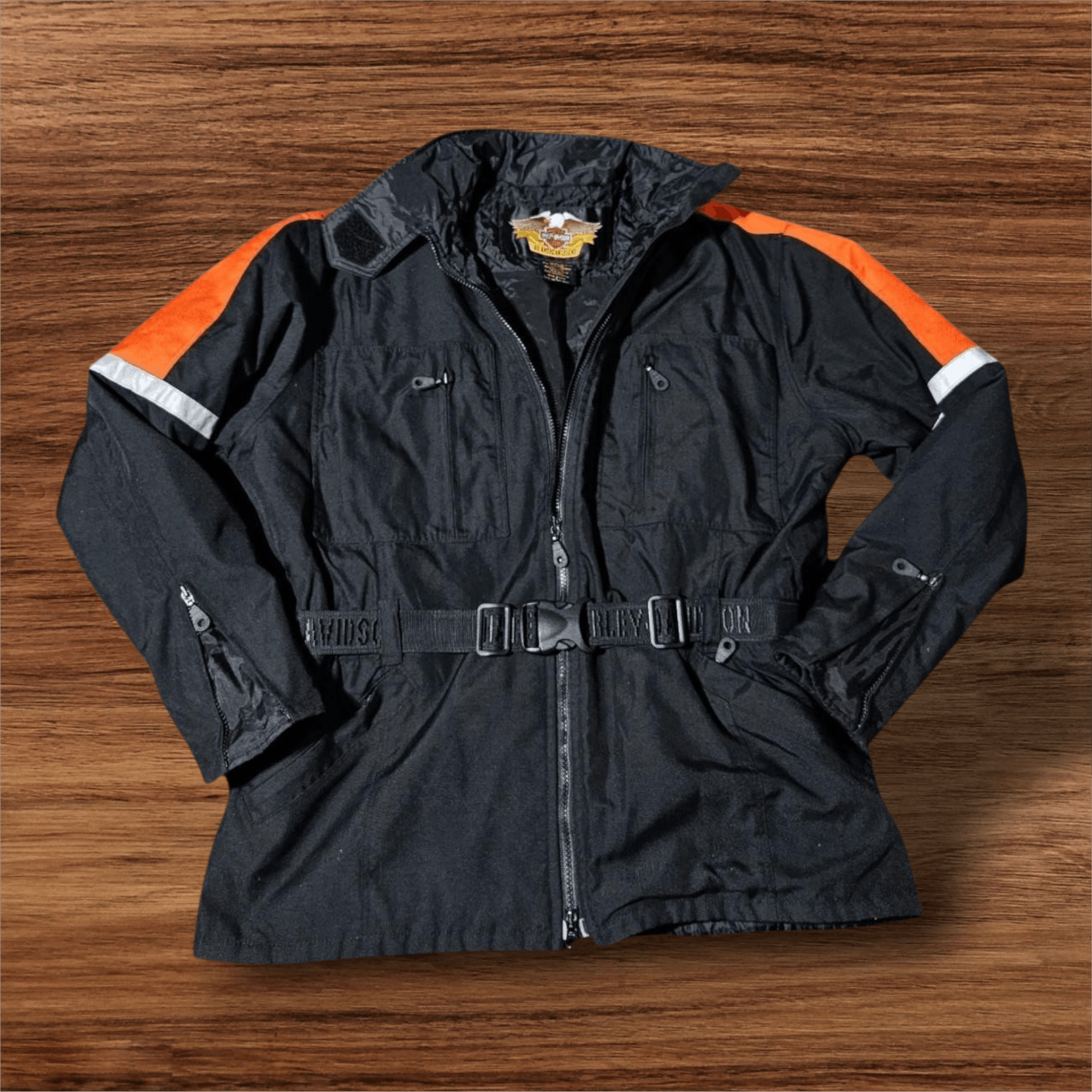 Harley Davidson Vintage Harley-Davidson USA Belted Heated Jacket Moto MEDIUM Size US M / EU 48-50 / 2 - 1 Thumbnail