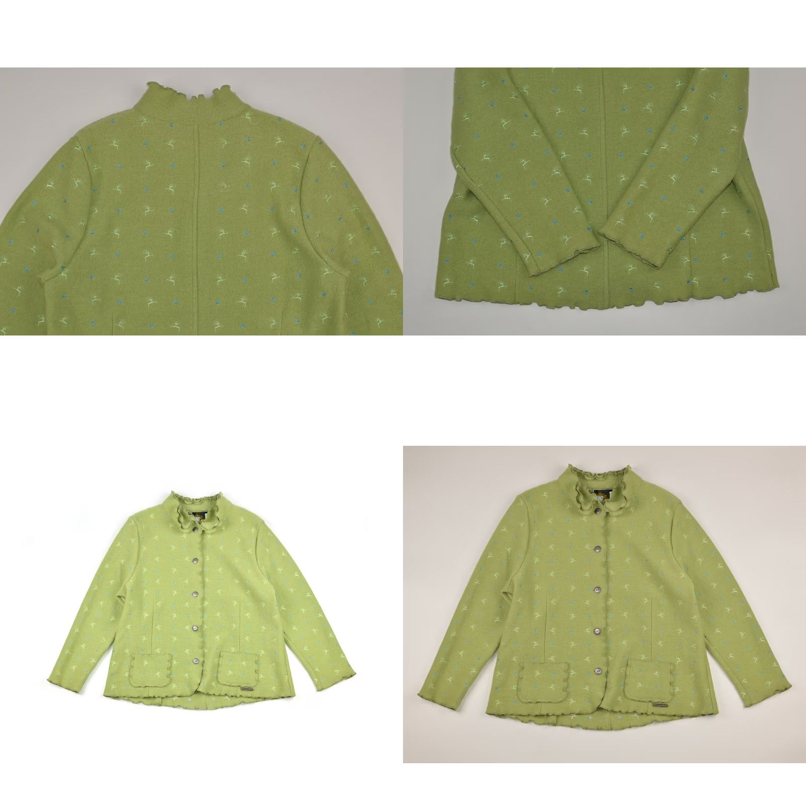 Vintage VINTAGE Hammerschmid Wmns Embroidered Deers Pattern Wool Cardigan Sweater Tyrol Sz D 50 Green Womens Cardigan Wool Embroidered Deers Pattern 50s Size XL / US 12-14 / IT 48-50 - 8 Thumbnail