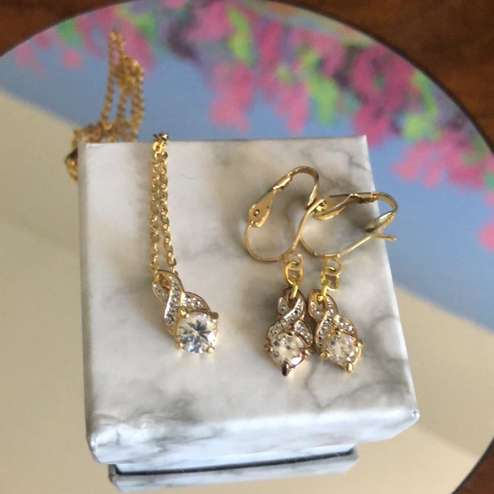 Vintage Vintage Lind 14kt gold simulated diamond jewelry set Size ONE SIZE - 3 Thumbnail
