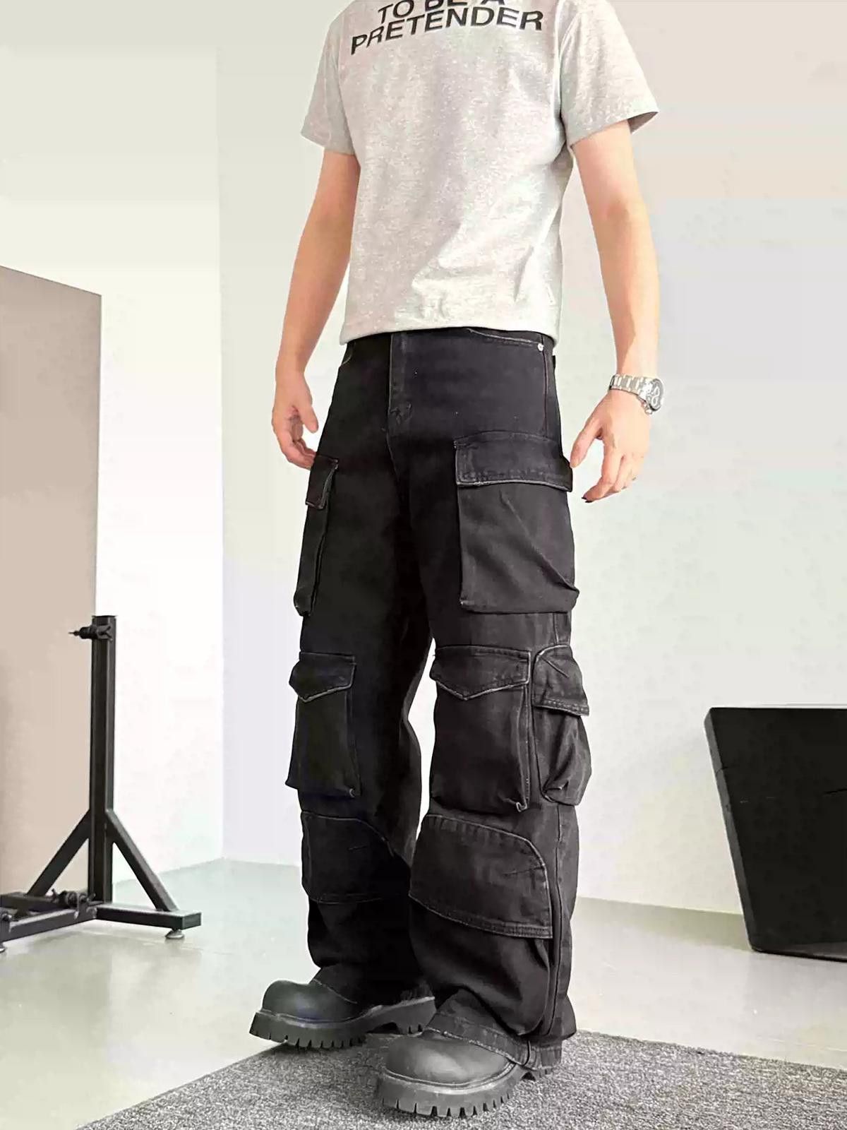 Other Black Cargo Wide Leg Baggy Jeans Size US 32 / EU 48 - 1 Thumbnail