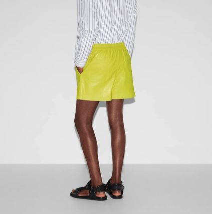 Gucci o1loc1c0226 814783 Embossed Leather And Knit Shorts Yellow Size US 38 / EU 54 - 2 Thumbnail