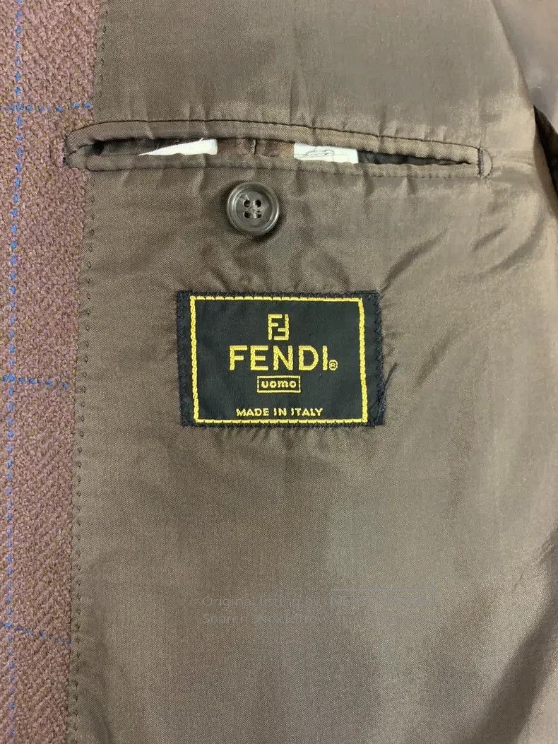 Fendi Fendi Beige Herringbone Cutaway Blazer Size 52L - 4 Thumbnail