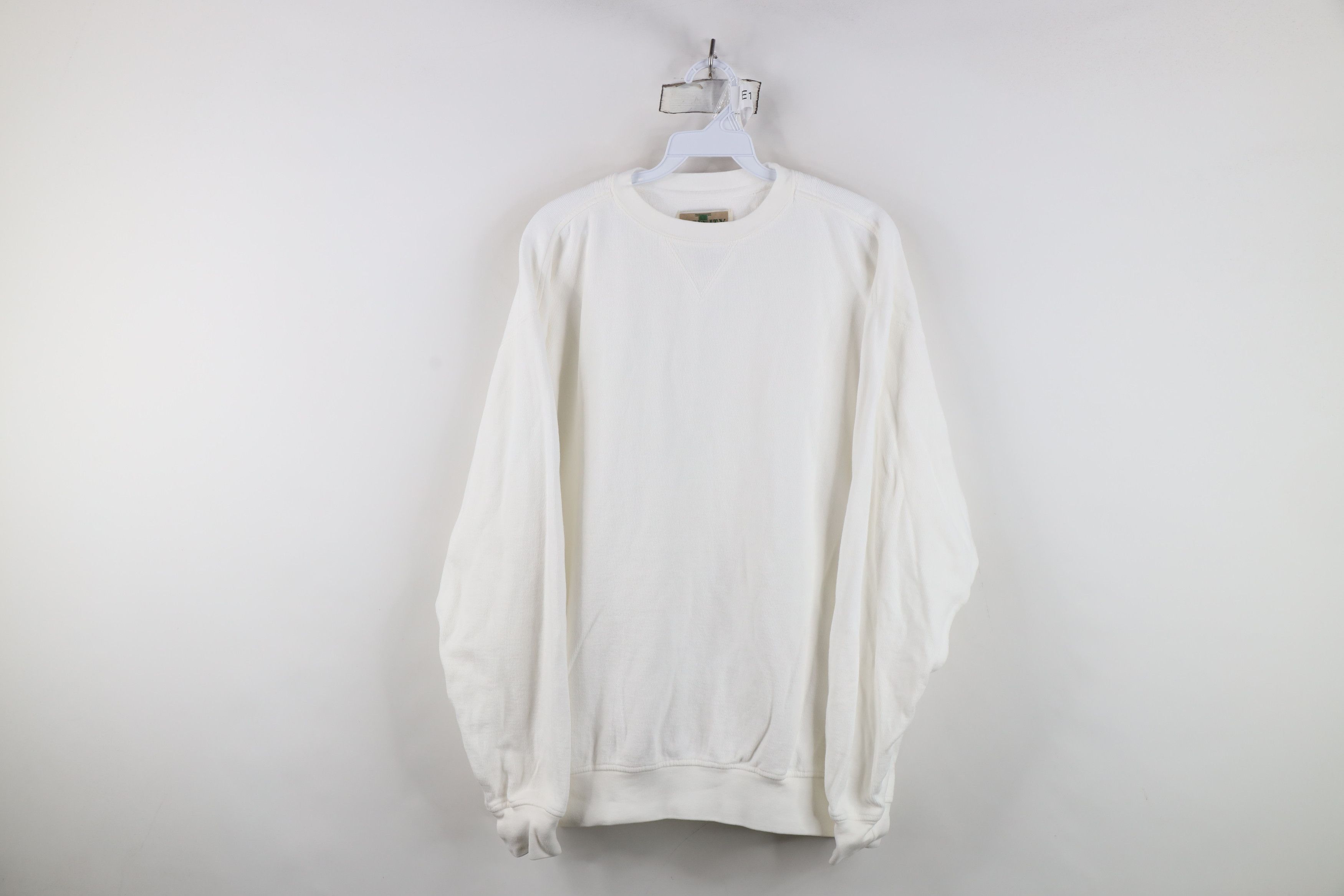Vintage Vintage 90s Streetwear Ribbed Knit Crewneck Sweater White Size US L / EU 52-54 / 3 - 1 Thumbnail