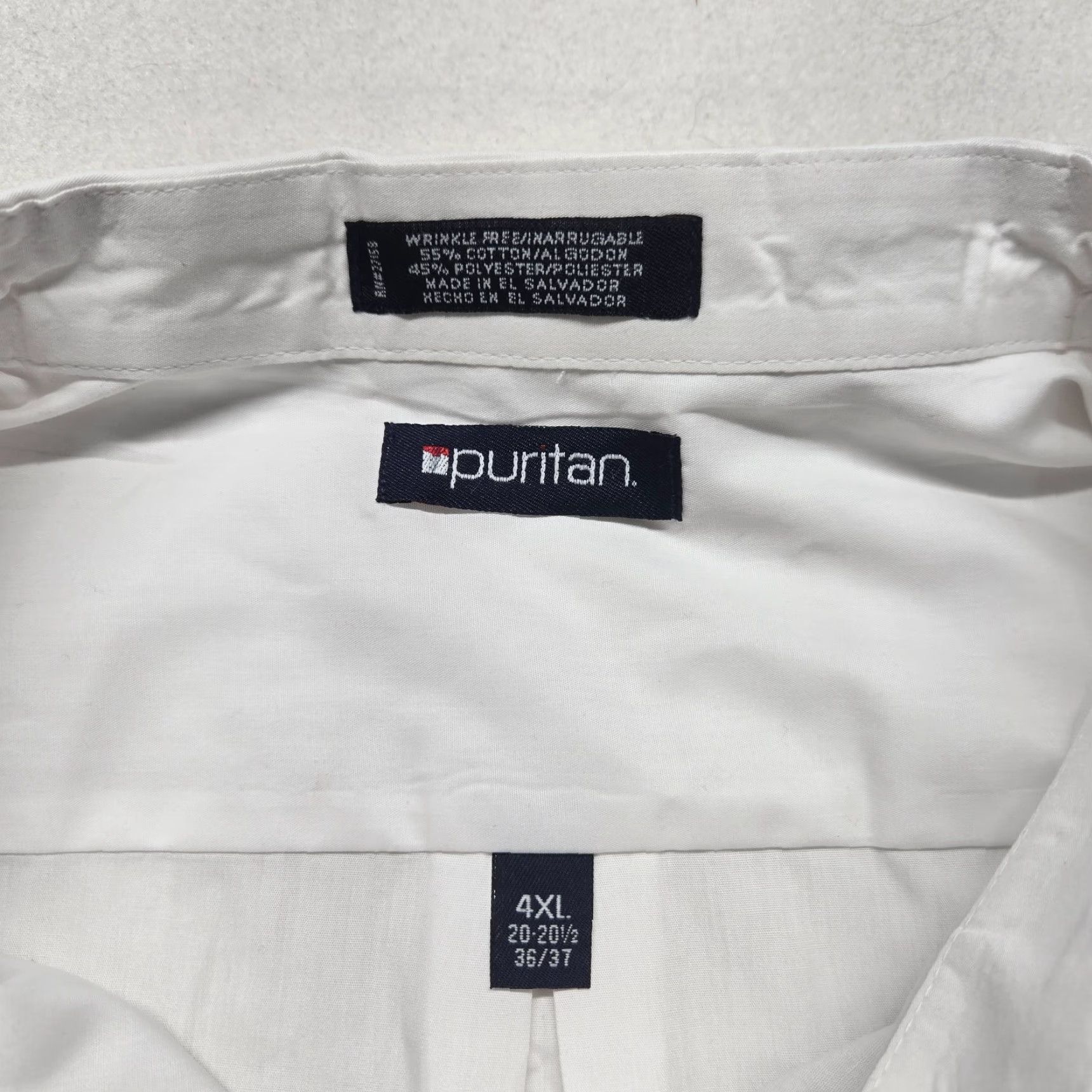 Vintage Puritan Dress Shirt Men Solid White Button-Down Long Sleeve 4XL Adult Regular 17.5 Neck 36/37" 20.5" 20" (Breathable, Office Core) Mens Size 48R - 3 Thumbnail