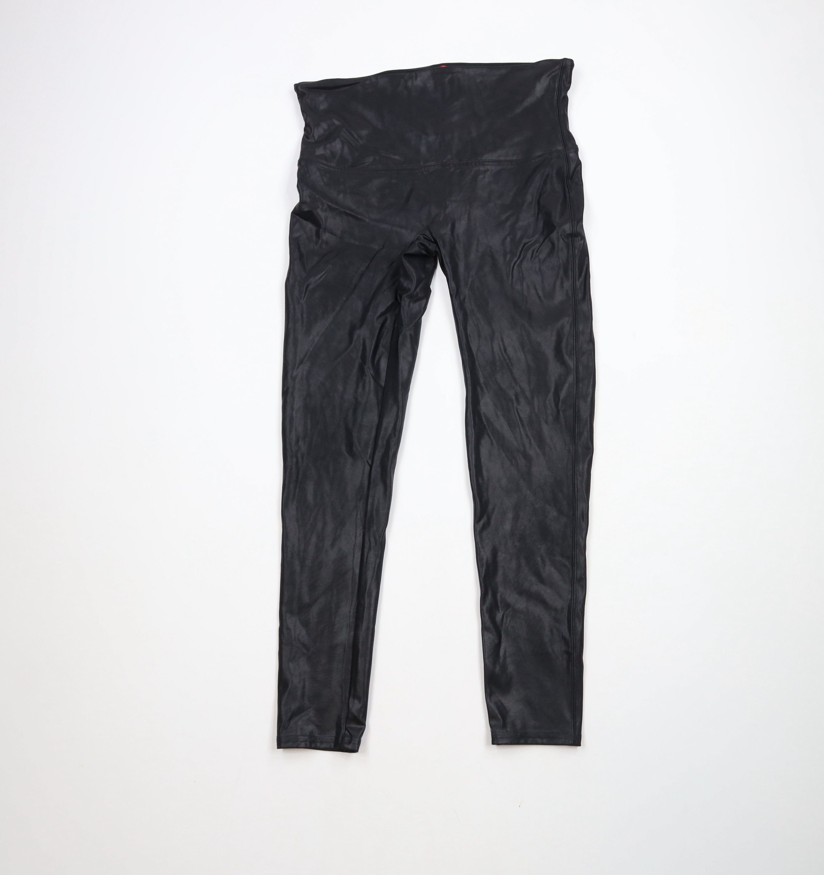 Spanx × Vintage Spanx Faux Leather Spandex Leggings Pants Black Shapewear Size 29" - 1 Thumbnail