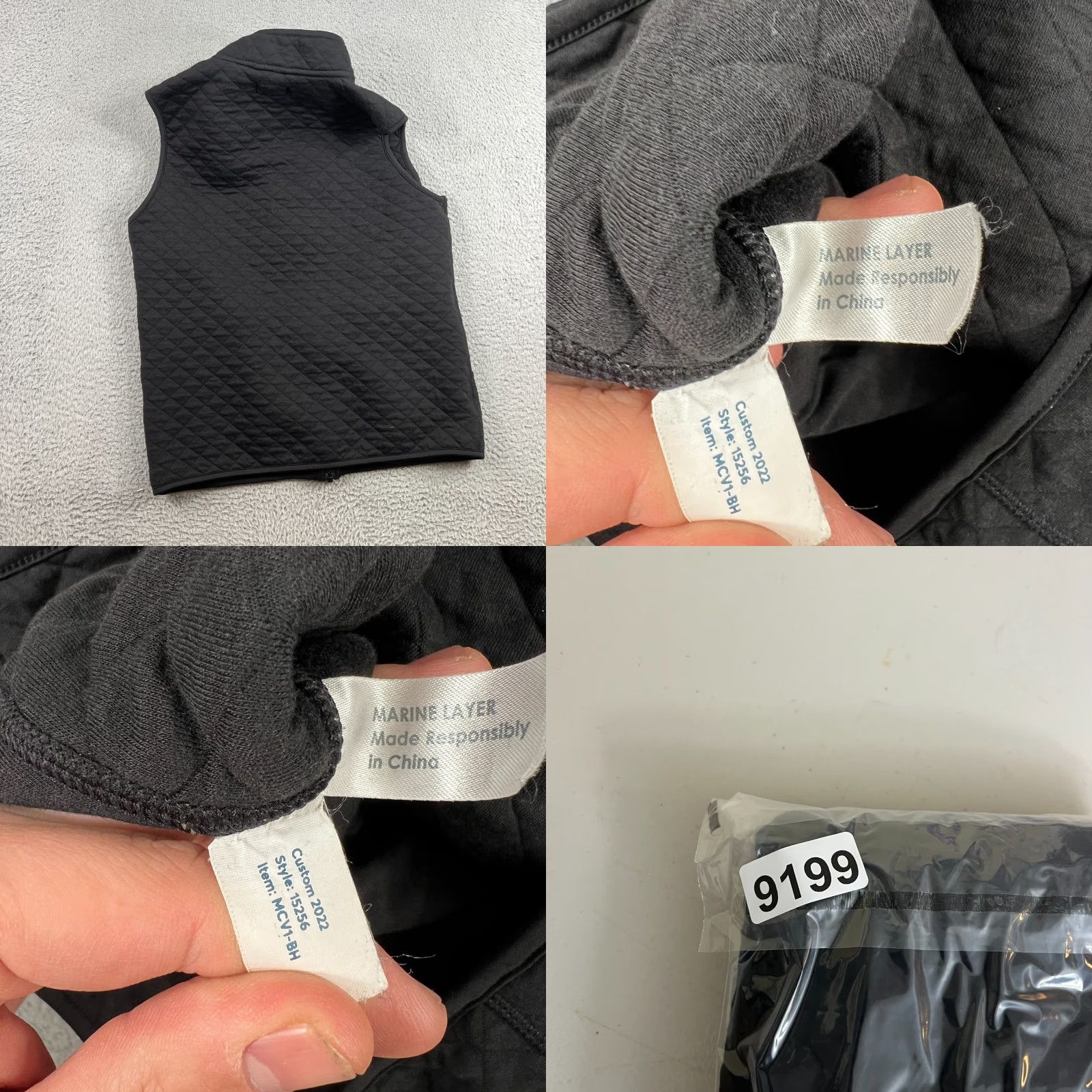 Marine Layer Marine Layer Vest Mens Small Black Quilted Knit Full Zip Size US S / EU 44-46 / 1 - 8 Thumbnail