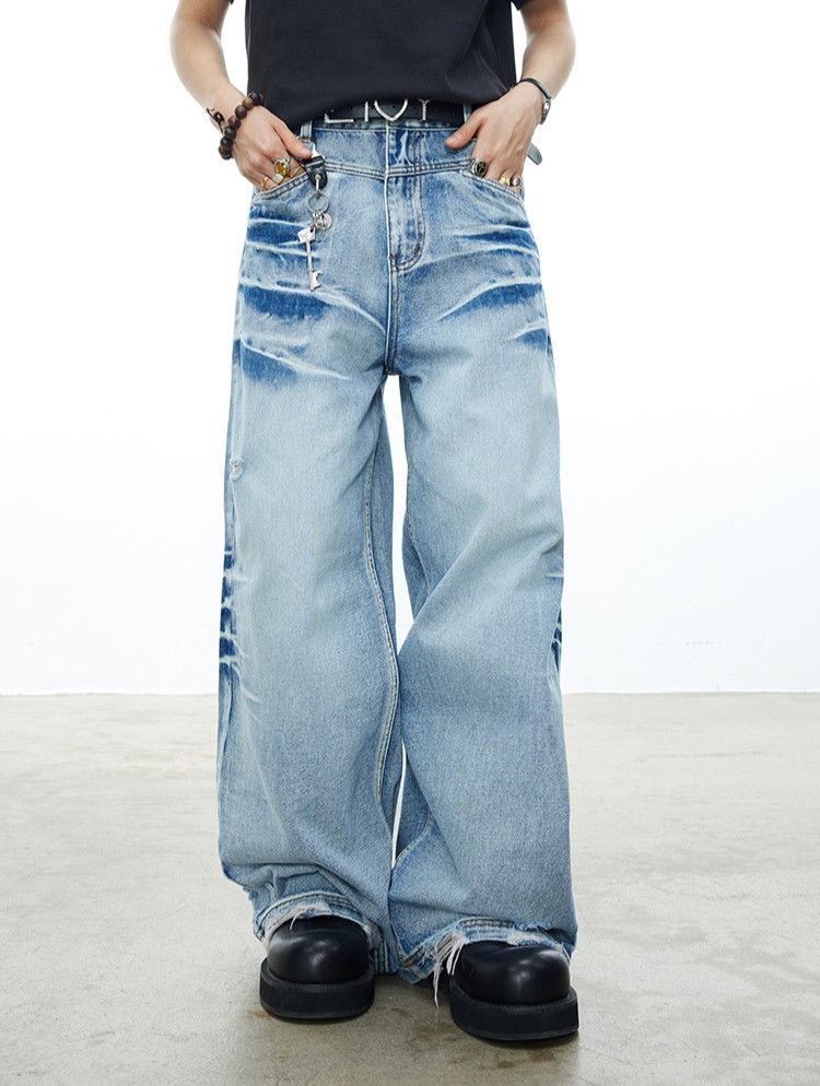 Japanese Brand × Jean × Vintage High street vintage washed crease denim Size US 33 - 1 Thumbnail