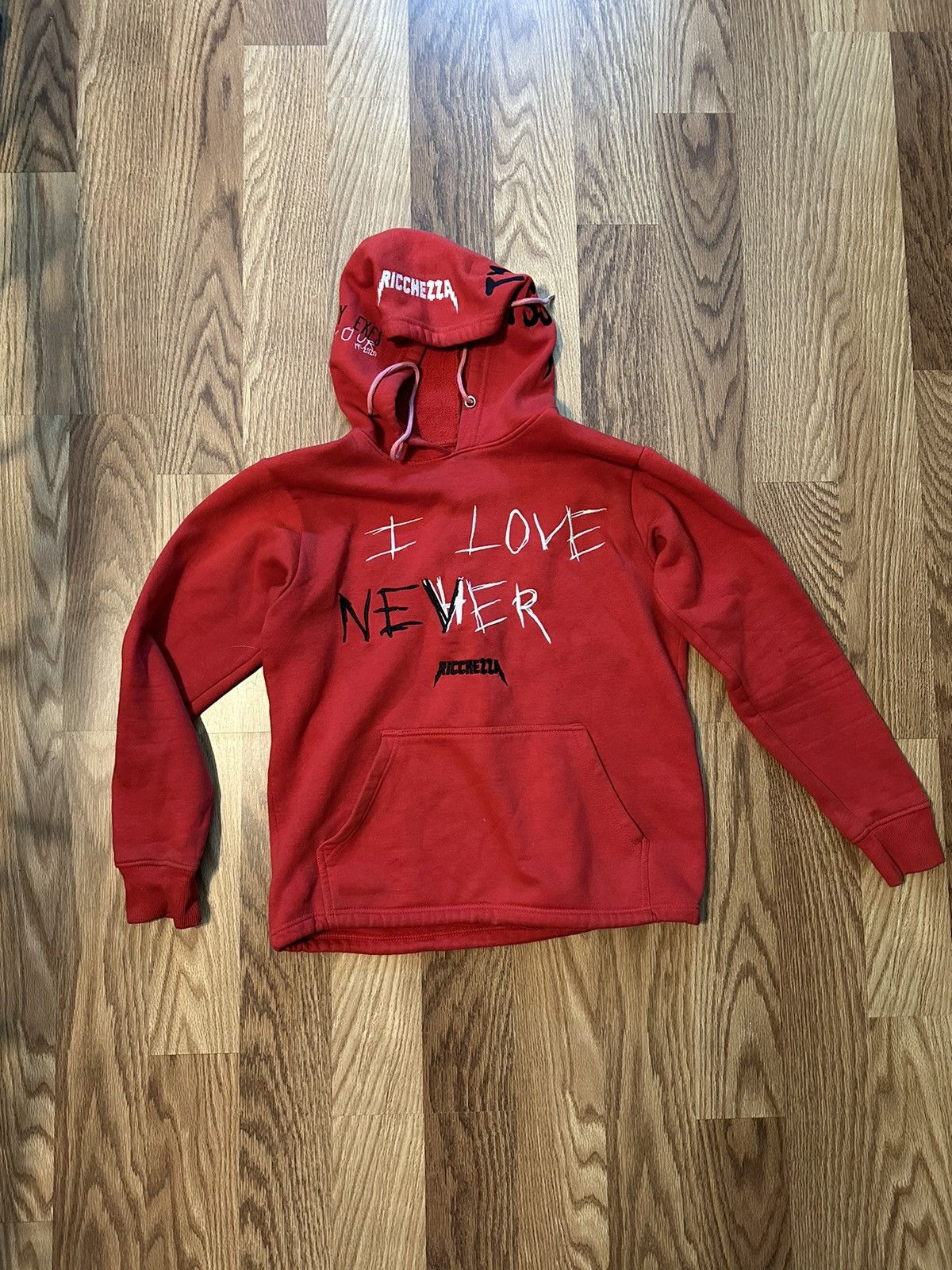 Designer Rare Streetwear Ricchezza I Love Nevher Hoodie Grailed