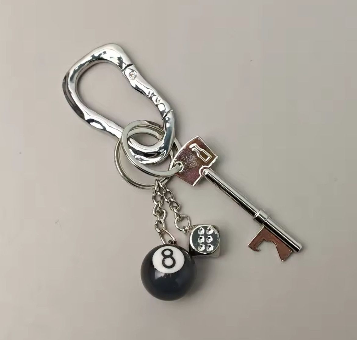 Jewelry Black Billiard ball + lucky dice + bottle opener + Carabiner Size ONE SIZE - 2 Thumbnail