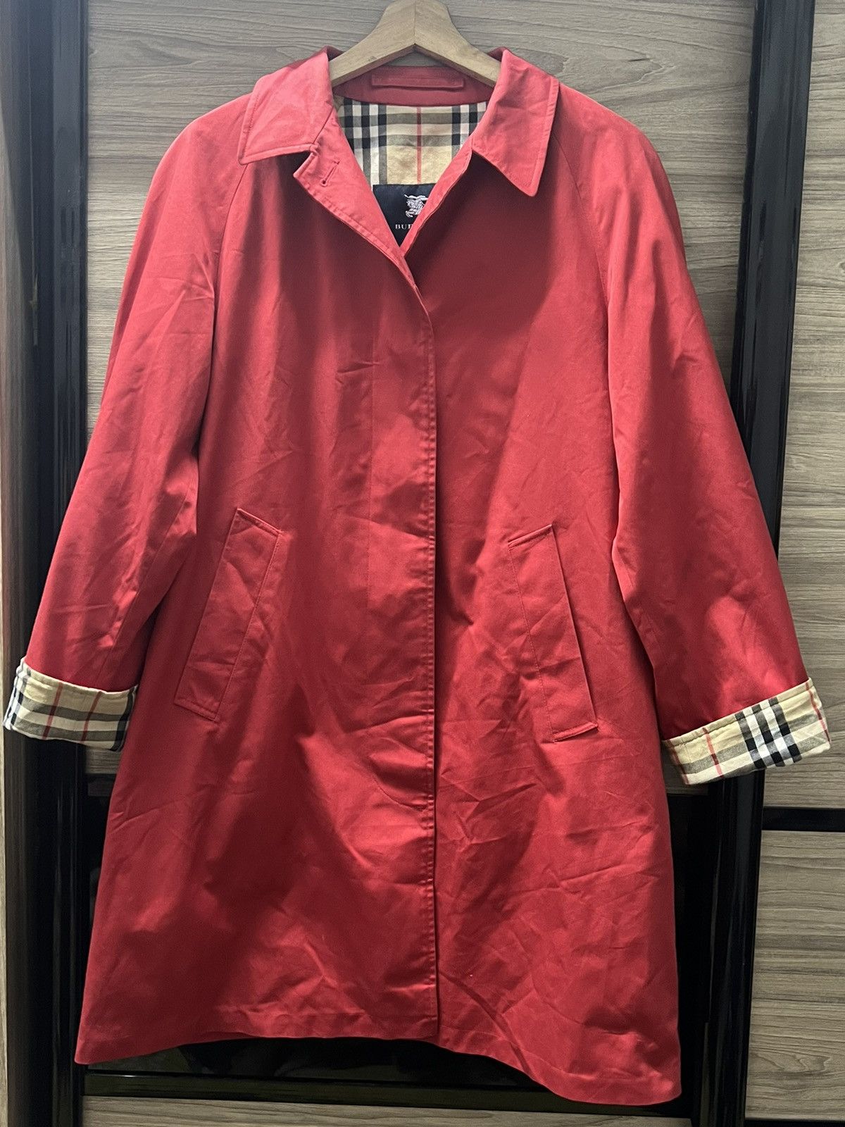 Burberry London Sten Collar Coat Nova Check Red