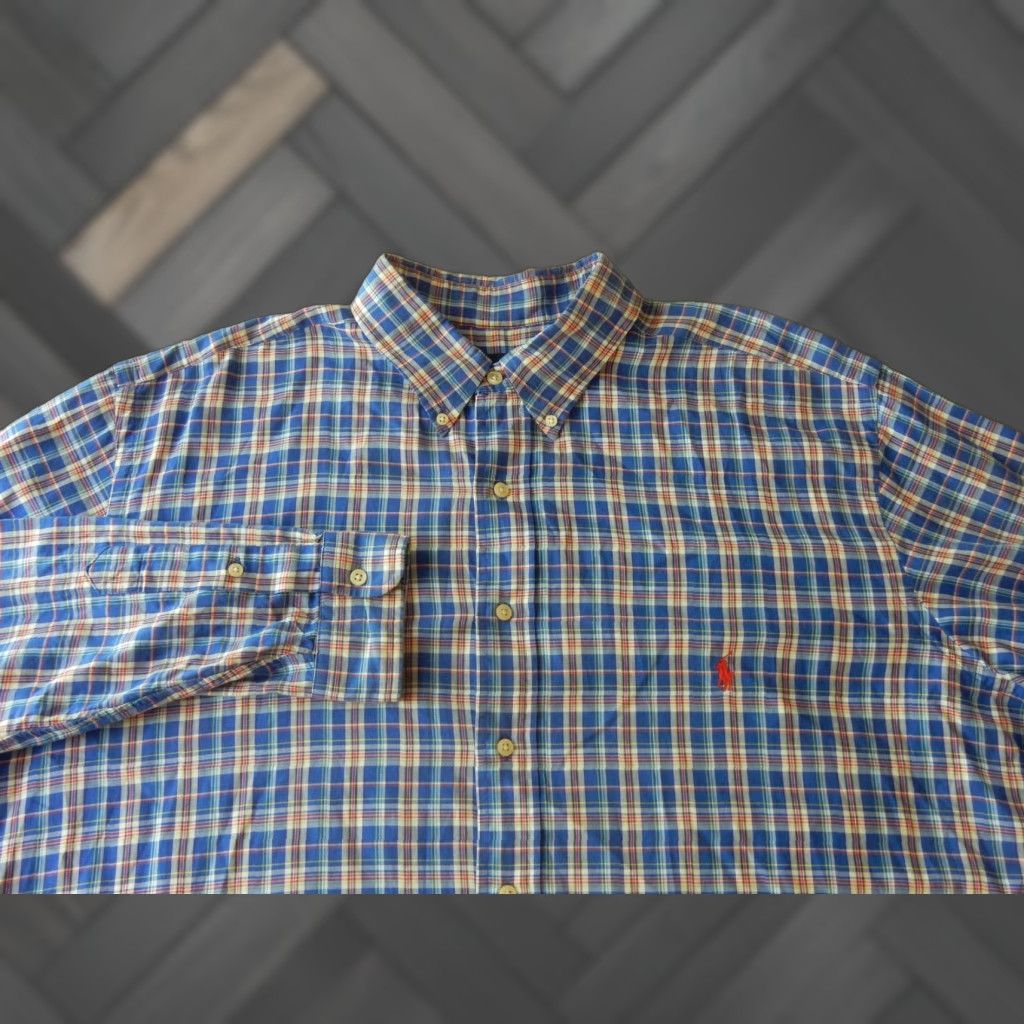 Polo Ralph Lauren VINTAGE Polo Ralph Lauren Button-Up Shirt Plaid Long Sleeve XLT Mens Blue - Size US XL / EU 56 / 4 - 1 Thumbnail