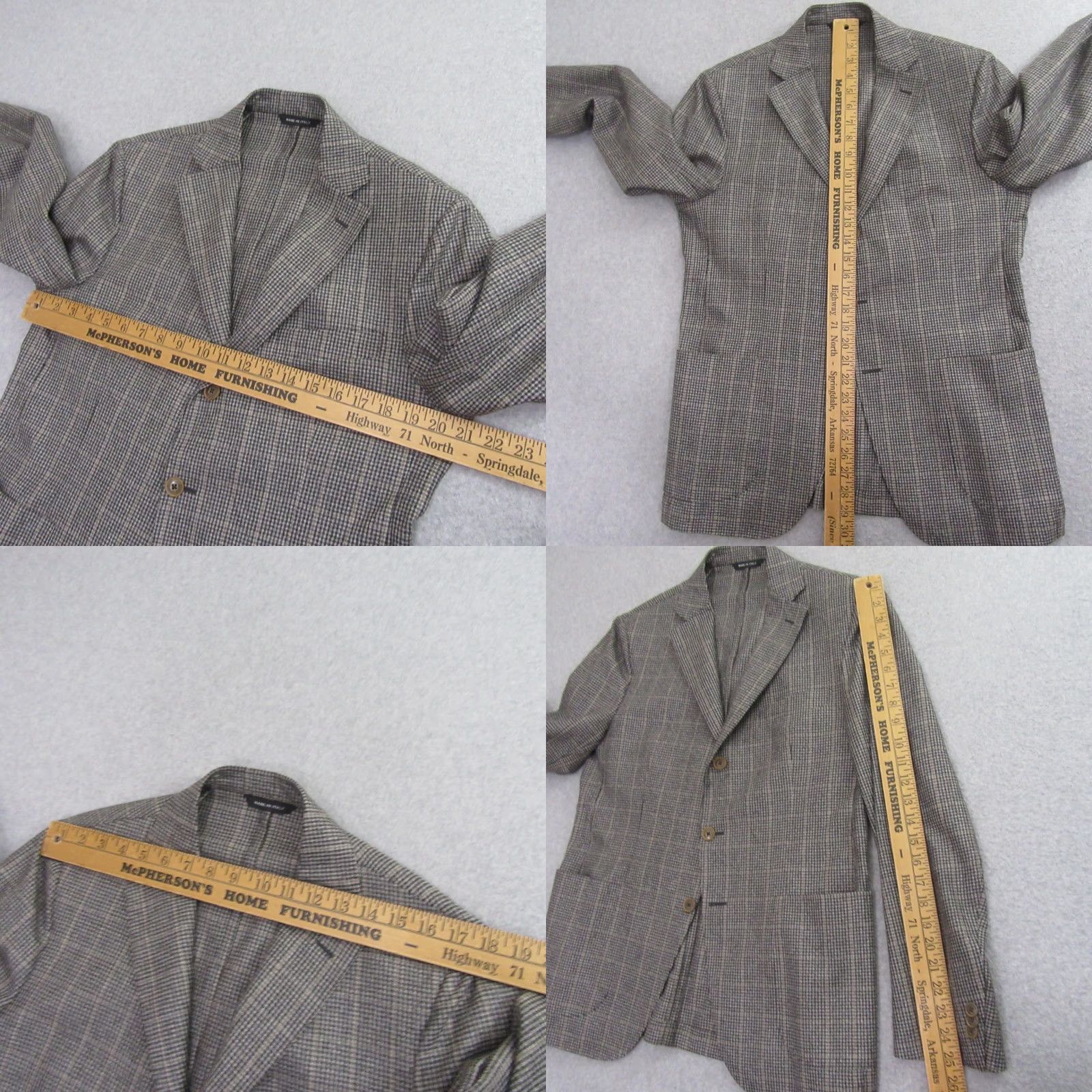 Vintage Maurizio Baldassari Mens Sport Coat Unstructured 40R Gray Slim Wool Check Notch Lapel 2-Button Double-Vented Regular Fit Jacket Coat Gift? Size US XXS / EU 40 - 8 Thumbnail