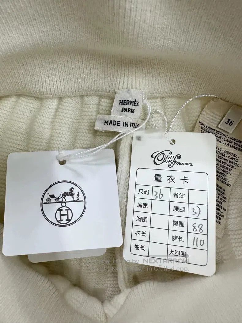 Hermes Hermes White textured wool knit long pants Size 24" / US 00 / IT 34 - 4 Thumbnail