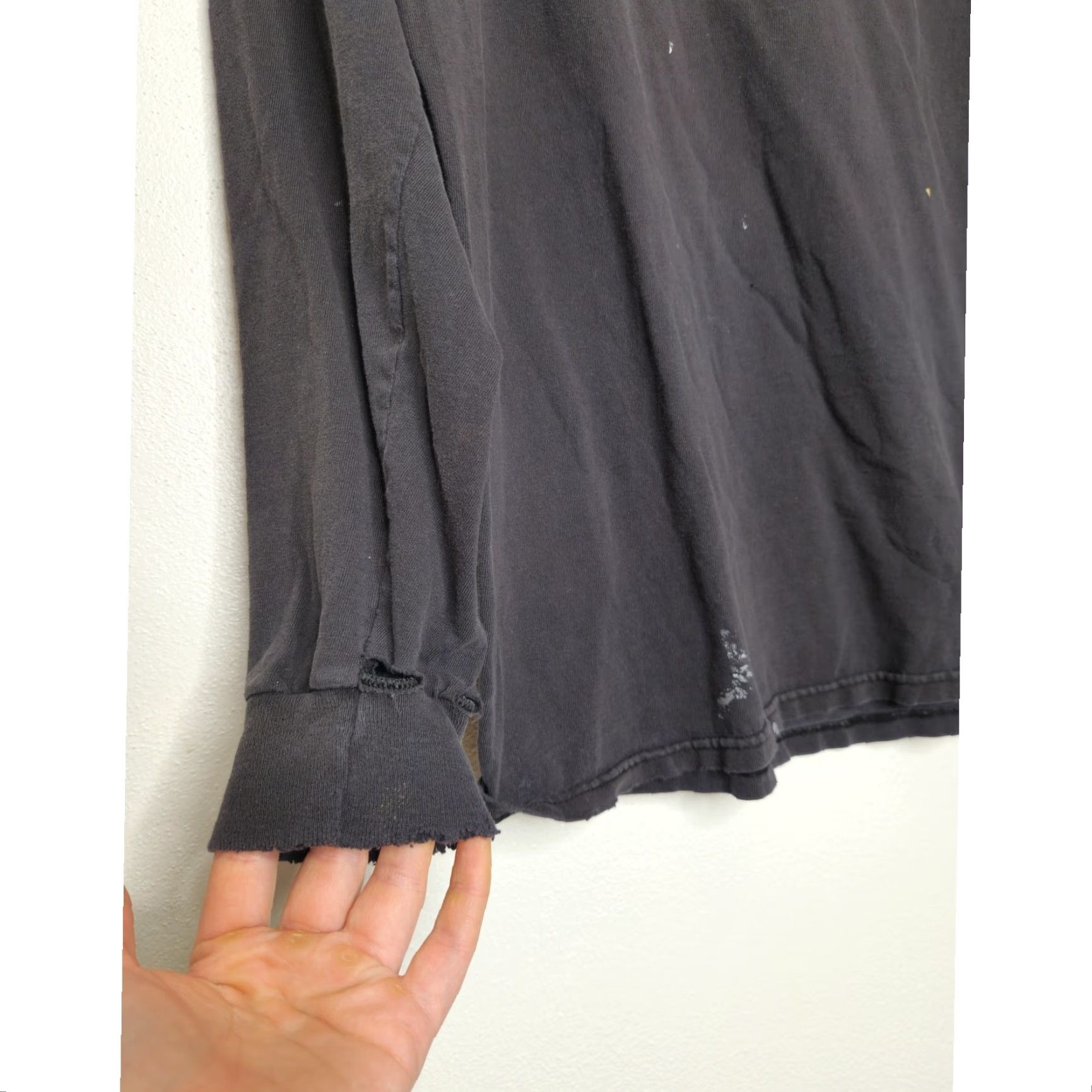 Adidas VINTAGE adidas 3 Stripes Distressed Grunge Long Sleeve Shirt Thrash Black Large Size US L / EU 52-54 / 3 - 3 Thumbnail